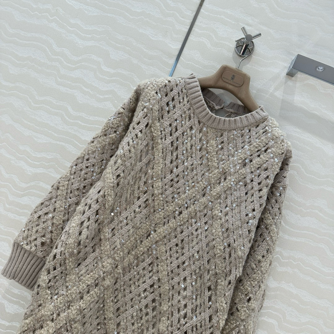 Brunello Cucinelli 브루넬로 쿠치넬리 시퀸 레이스 니트 원피스 26