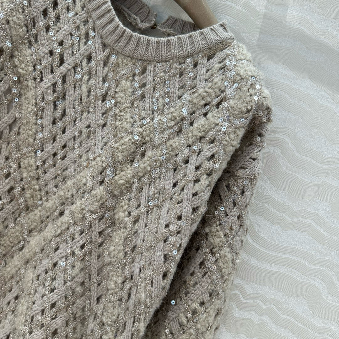 Brunello Cucinelli 브루넬로 쿠치넬리 시퀸 레이스 니트 원피스 27