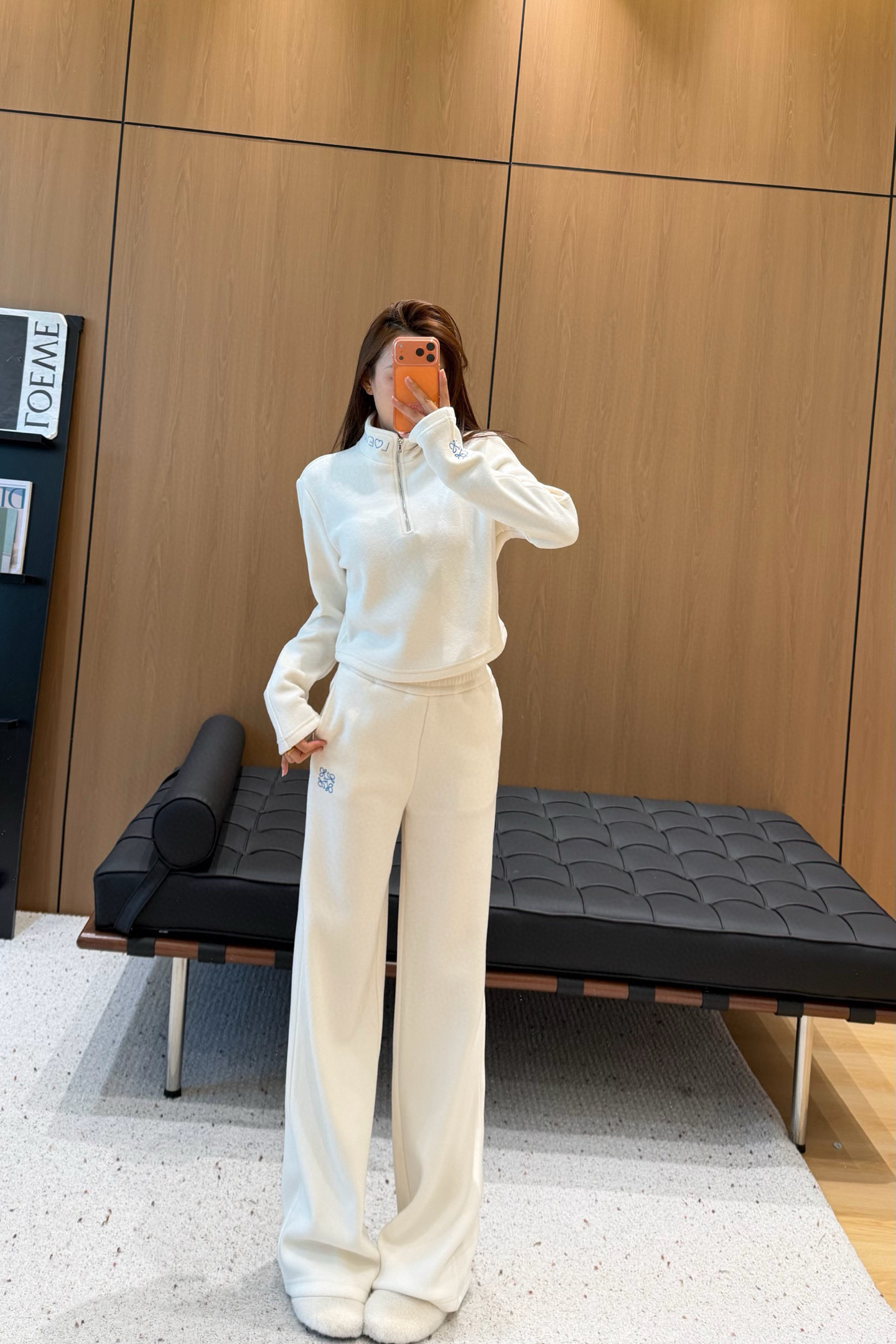 Loewe 로에베 겨울 플리스 하프집업 로고 트레이닝 세트 3