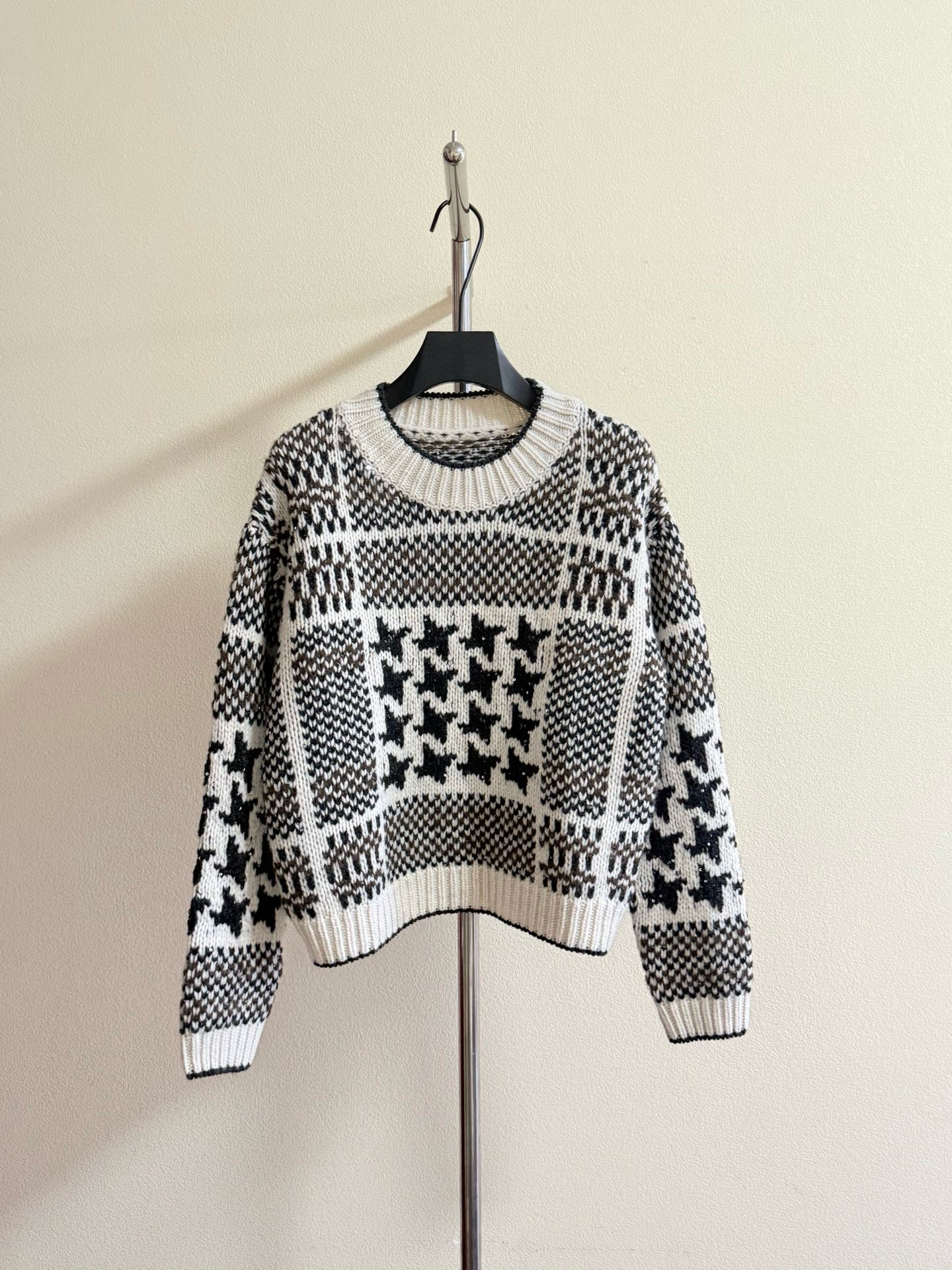 Brunello Cucinelli 하운드투스 패턴 울 니트 스웨터 9