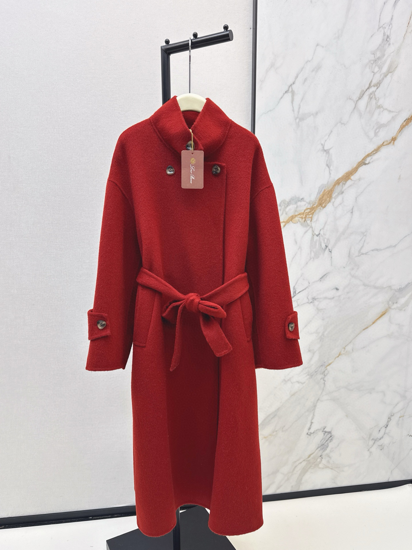 Loro Piana 로로피아나 레드 더블버튼 핸드메이드 롱 울코트 5