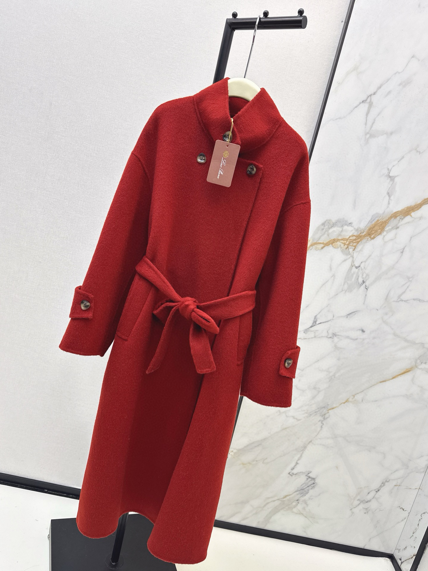 Loro Piana 로로피아나 레드 더블버튼 핸드메이드 롱 울코트 6