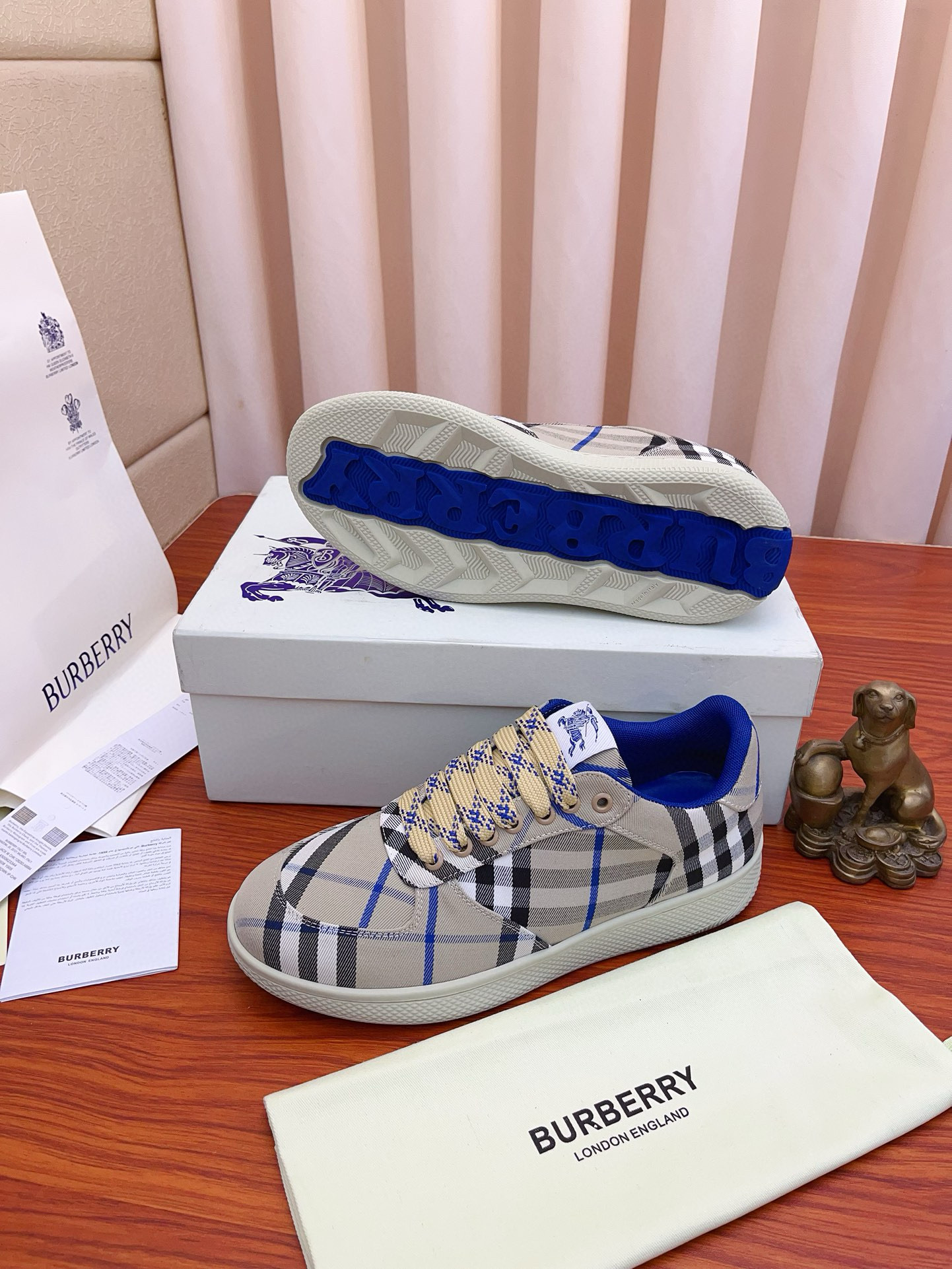 BURBERRY 버버리 남성 체크 캔버스 로우탑 스니커즈 7