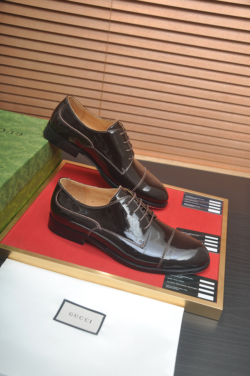 GUCCI 구찌 남성 유광 가죽 더비 슈즈 6
