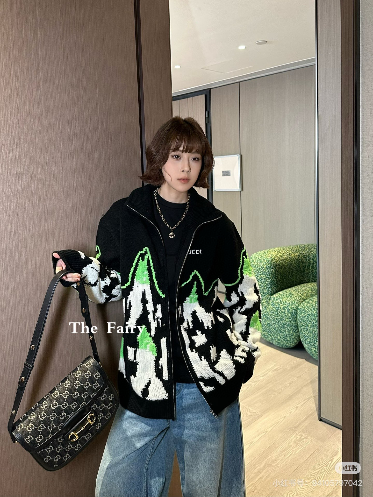 Gucci 구찌 그린 마운틴 패턴 집업 니트 가디건 1