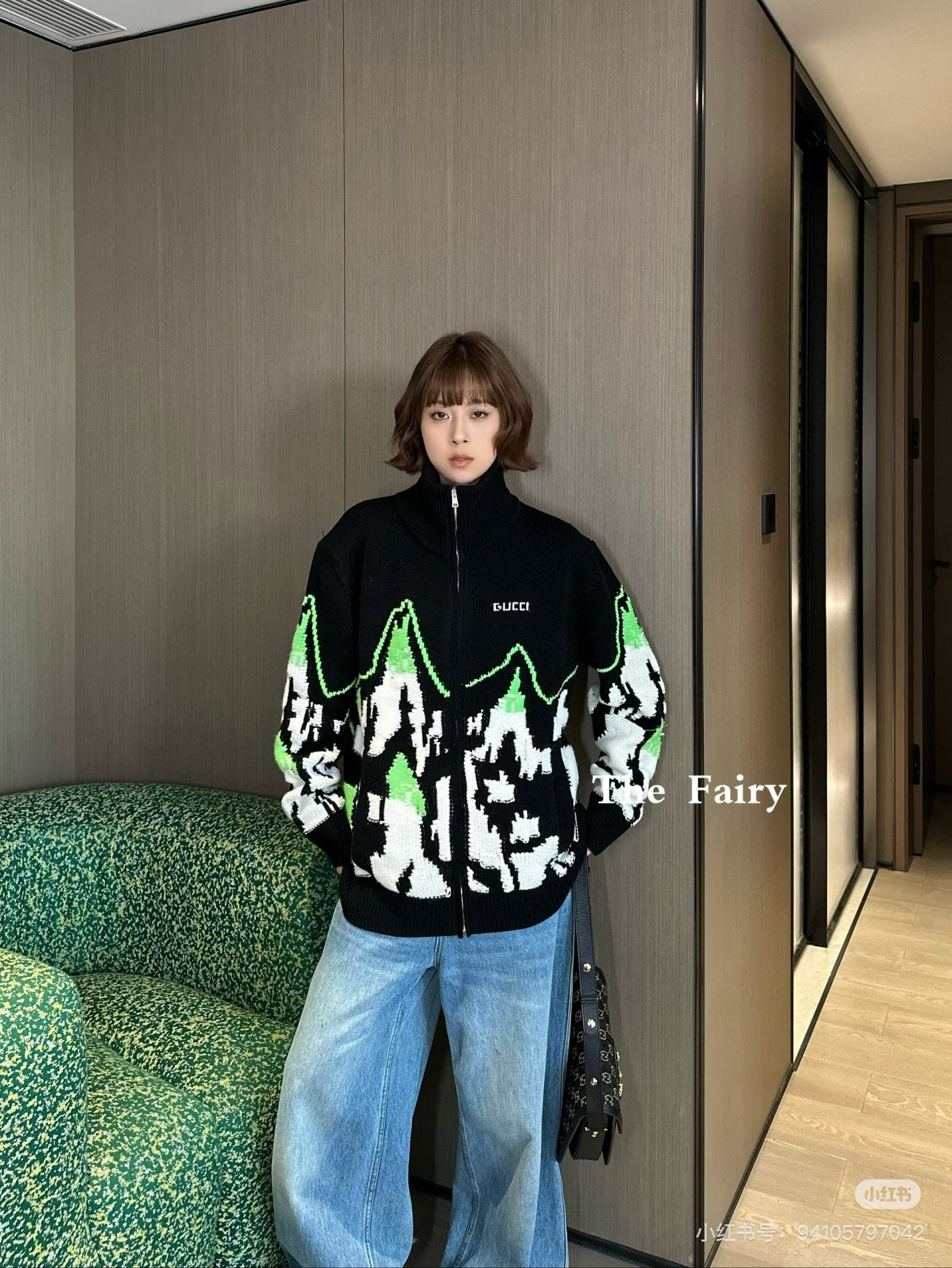 Gucci 구찌 그린 마운틴 패턴 집업 니트 가디건 5