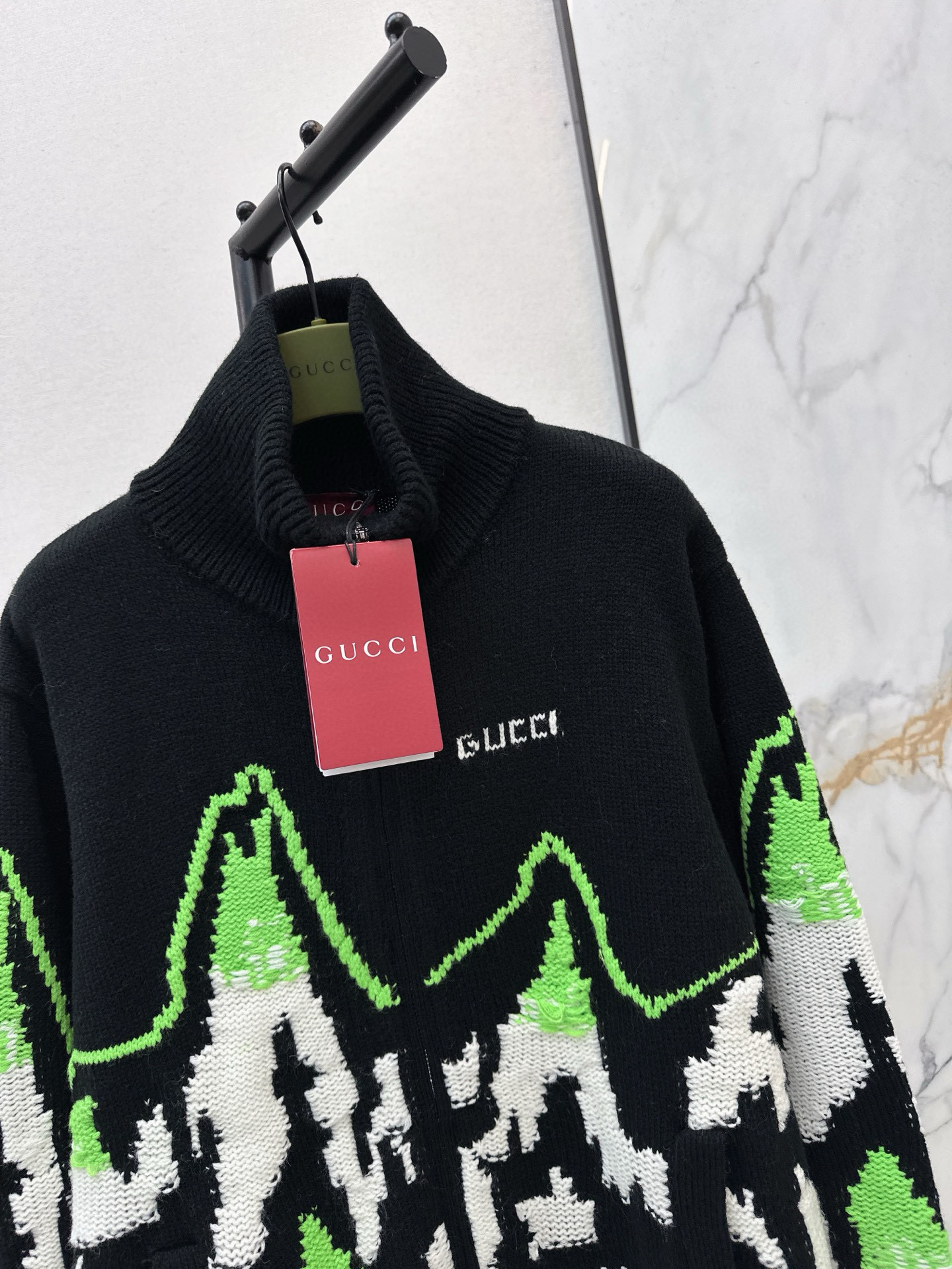 Gucci 구찌 그린 마운틴 패턴 집업 니트 가디건 13