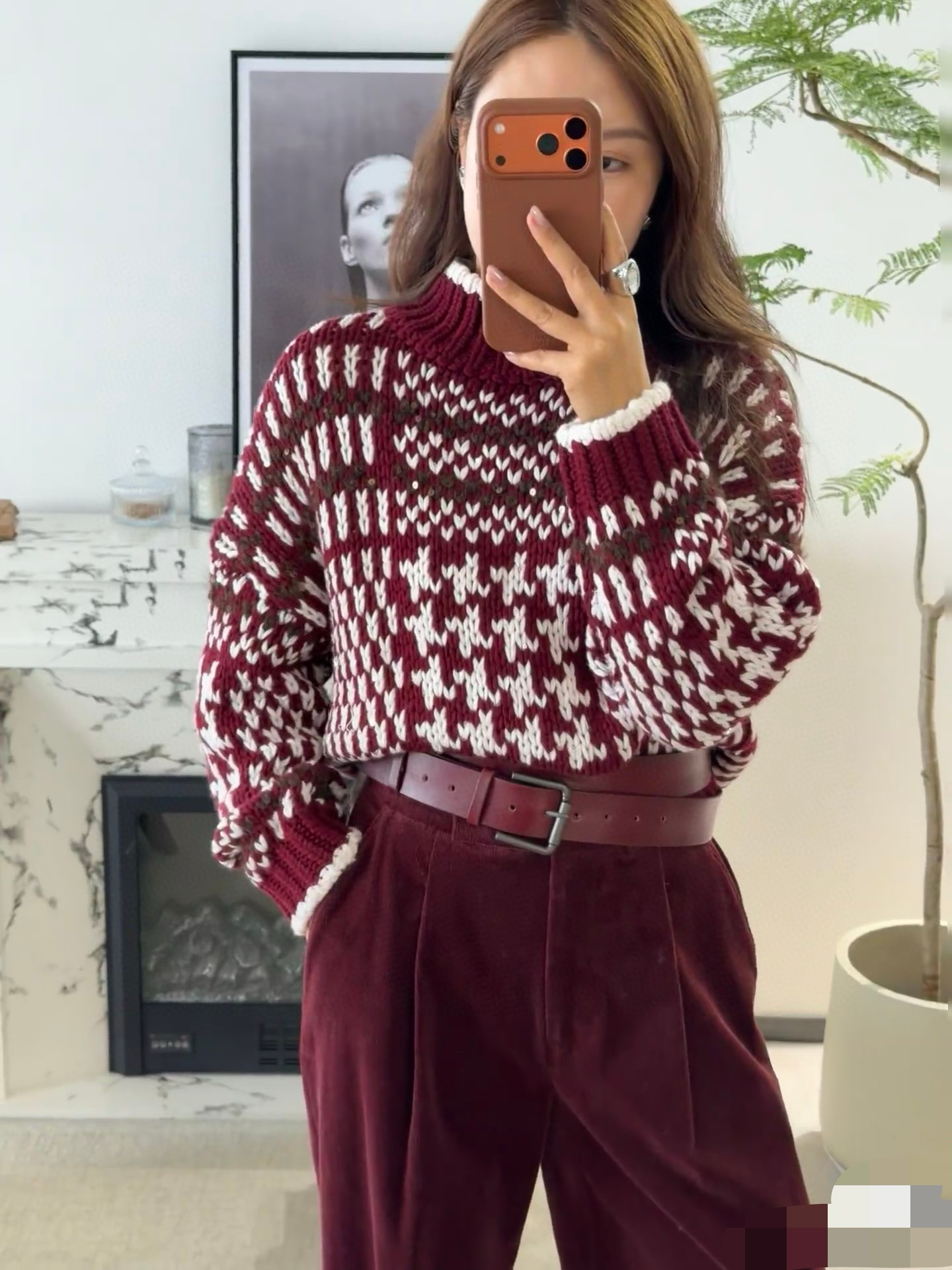 Brunello Cucinelli 하운드투스 패턴 울 니트 스웨터 7