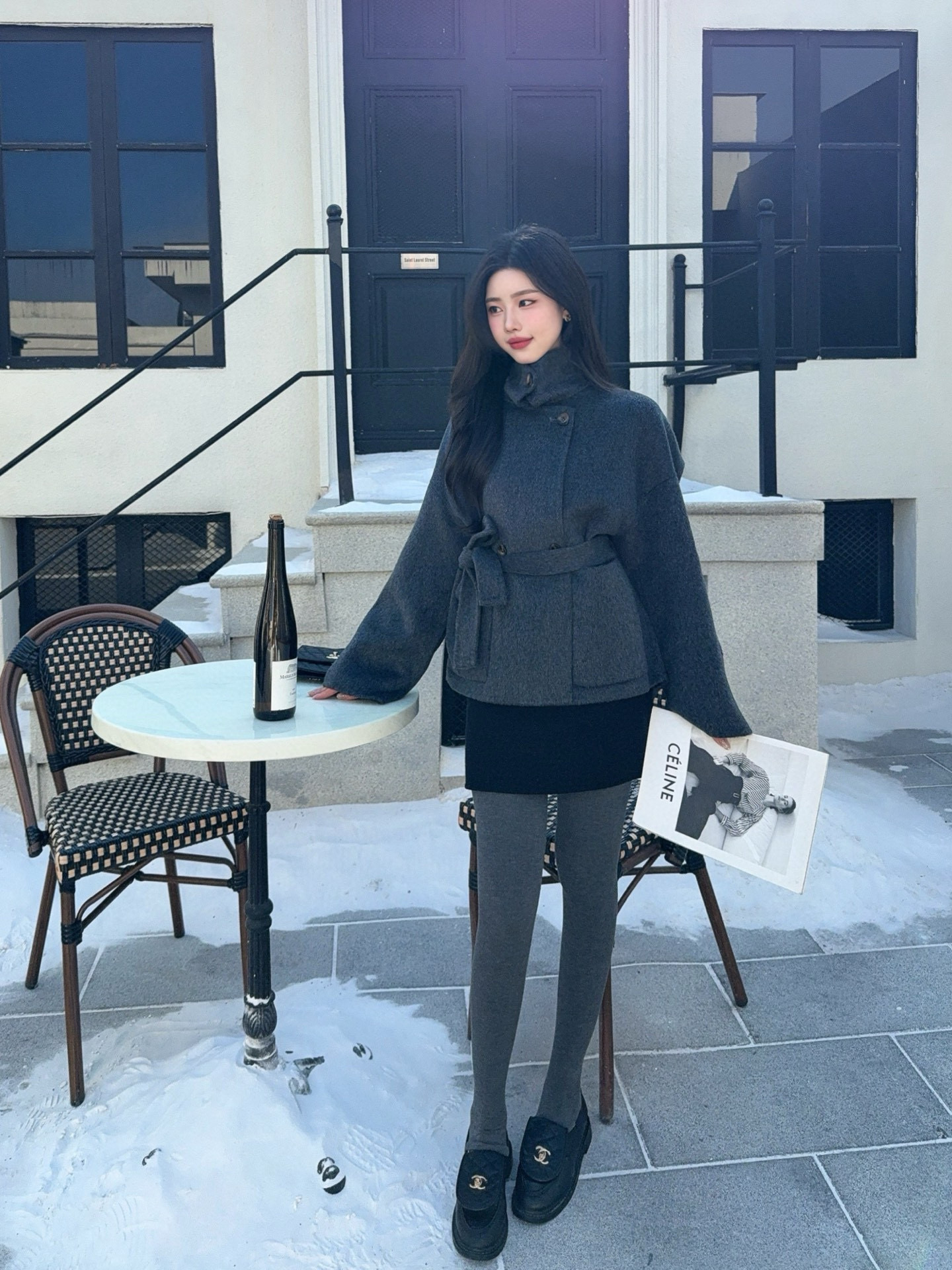 Loro Piana 로로피아나 울 벨티드 하이넥 더블 버튼 숏 코트 3