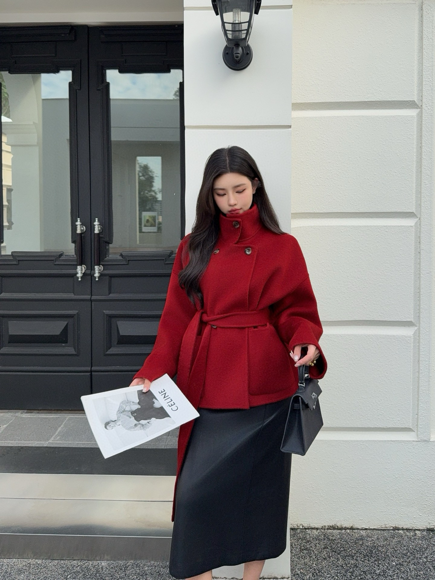 Loro Piana 로로피아나 울 벨티드 하이넥 더블 버튼 숏 코트 4