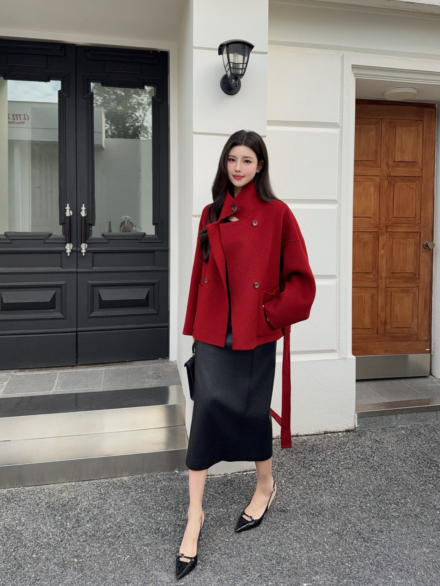 Loro Piana 로로피아나 울 벨티드 하이넥 더블 버튼 숏 코트 5