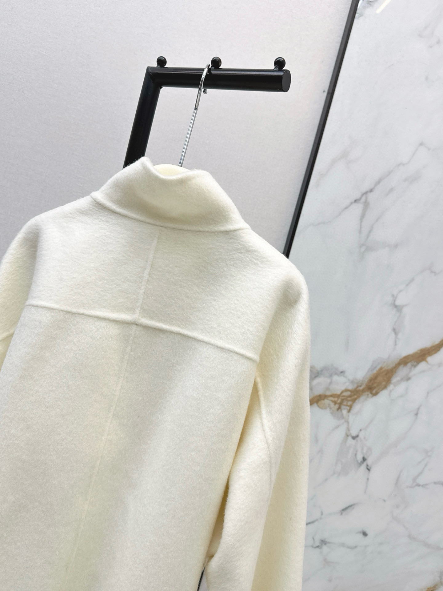 Loro Piana 로로피아나 울 벨티드 하이넥 더블 버튼 숏 코트 15