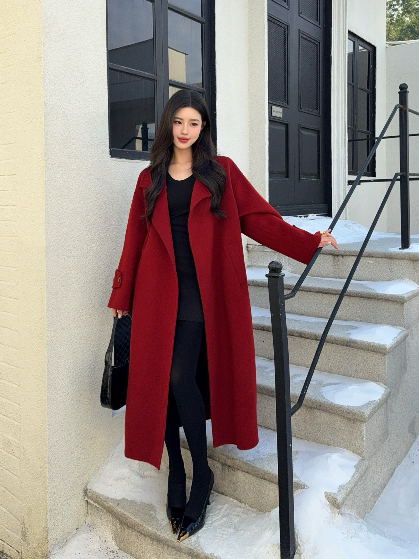 Loro Piana 로로피아나 레드 더블버튼 핸드메이드 롱 울코트 2