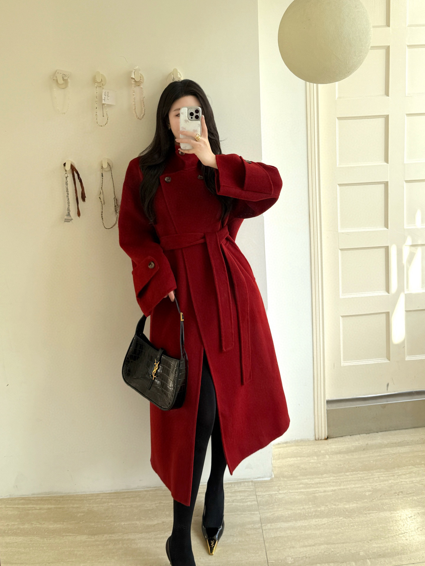 Loro Piana 로로피아나 레드 더블버튼 핸드메이드 롱 울코트 3