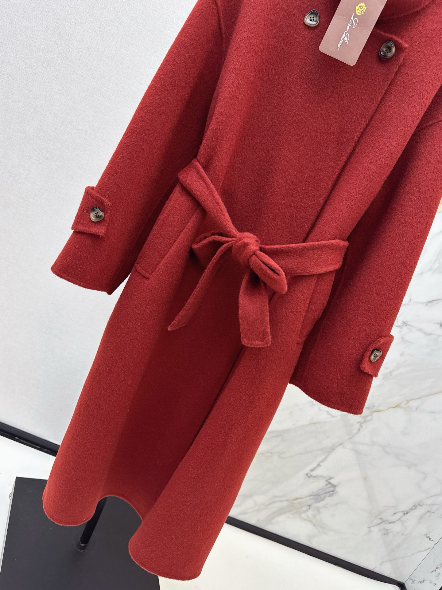Loro Piana 로로피아나 레드 더블버튼 핸드메이드 롱 울코트 11