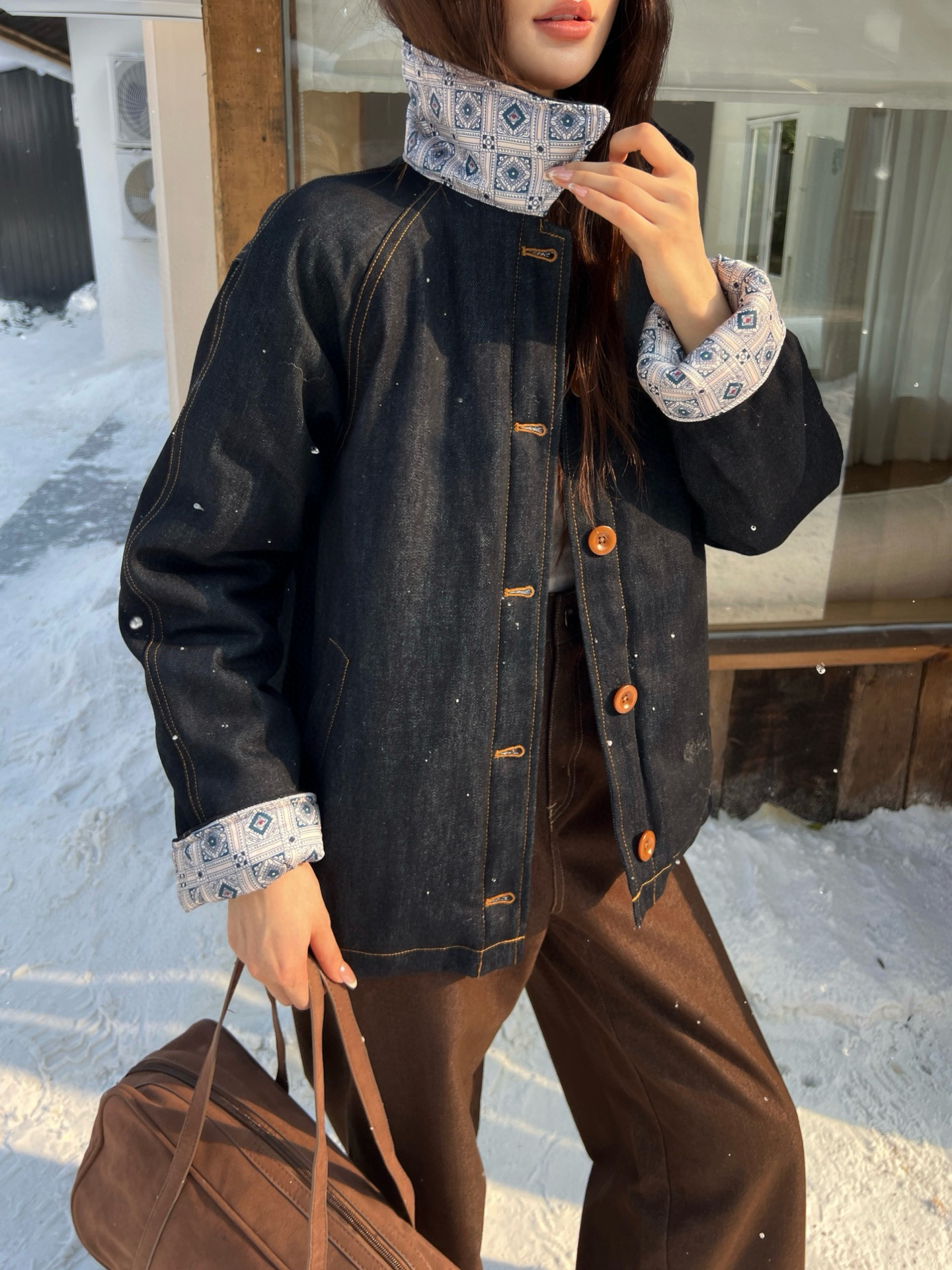 Loro Piana 로로피아나 데님 안감 패턴 카라 자켓 1