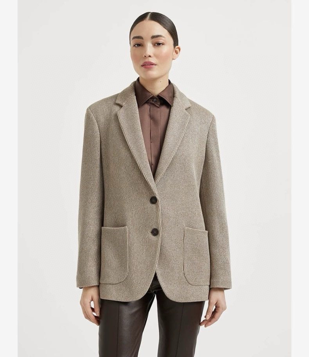 Brunello Cucinelli 니트 울 블렌드 허리 벨트 자켓 2