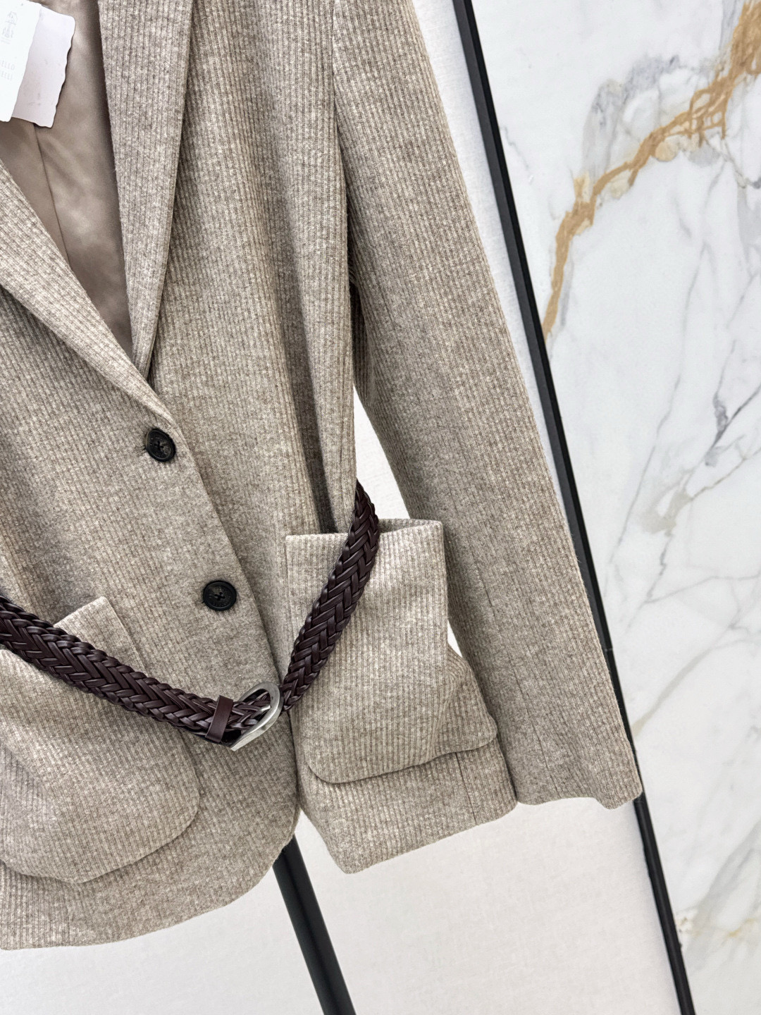 Brunello Cucinelli 니트 울 블렌드 허리 벨트 자켓 11