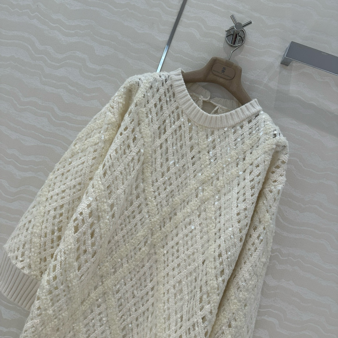 Brunello Cucinelli 브루넬로 쿠치넬리 시퀸 레이스 니트 원피스 13