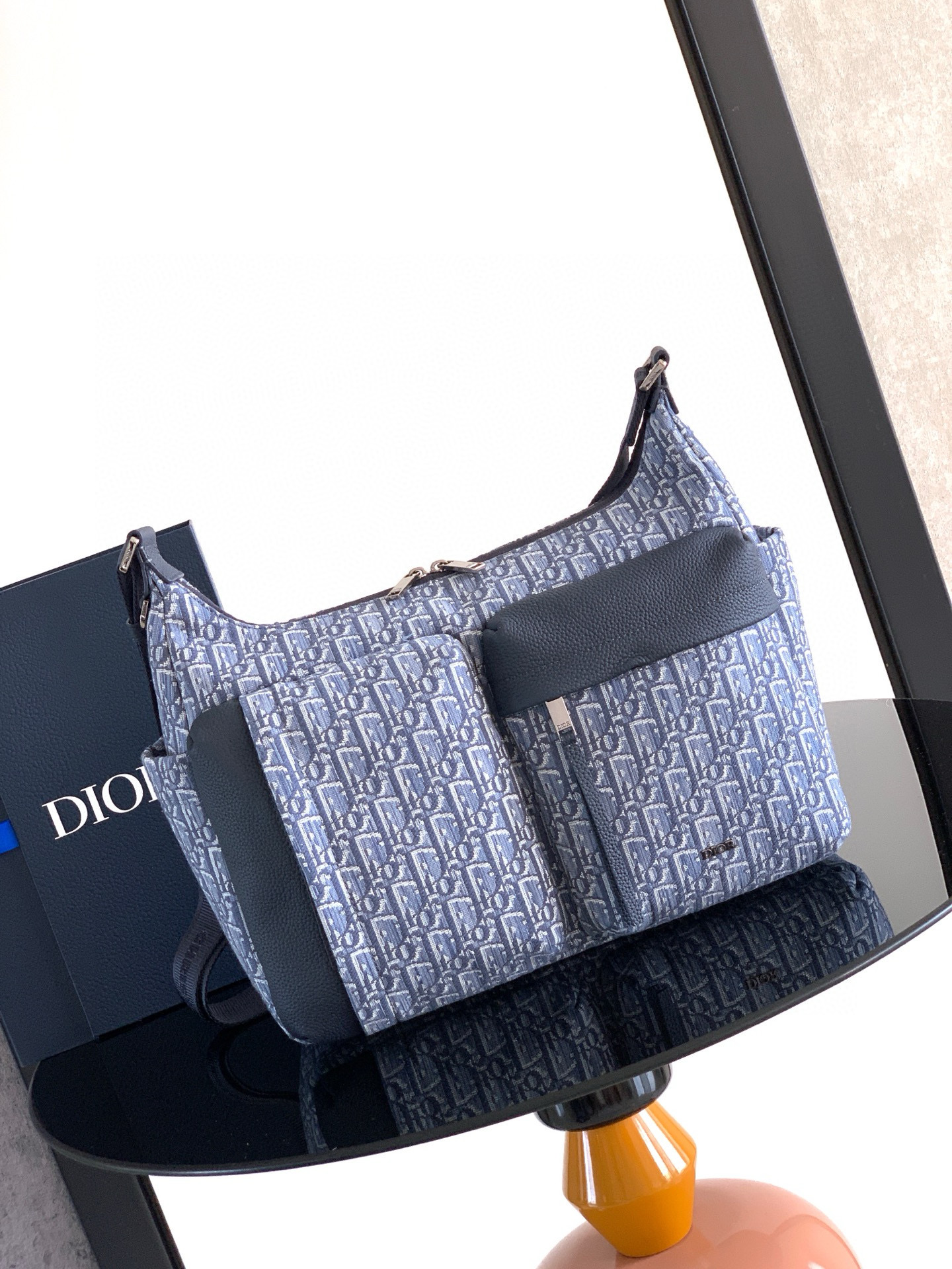 Christian Dior 라이더 소프트 오블리크 블루 메신저백 2