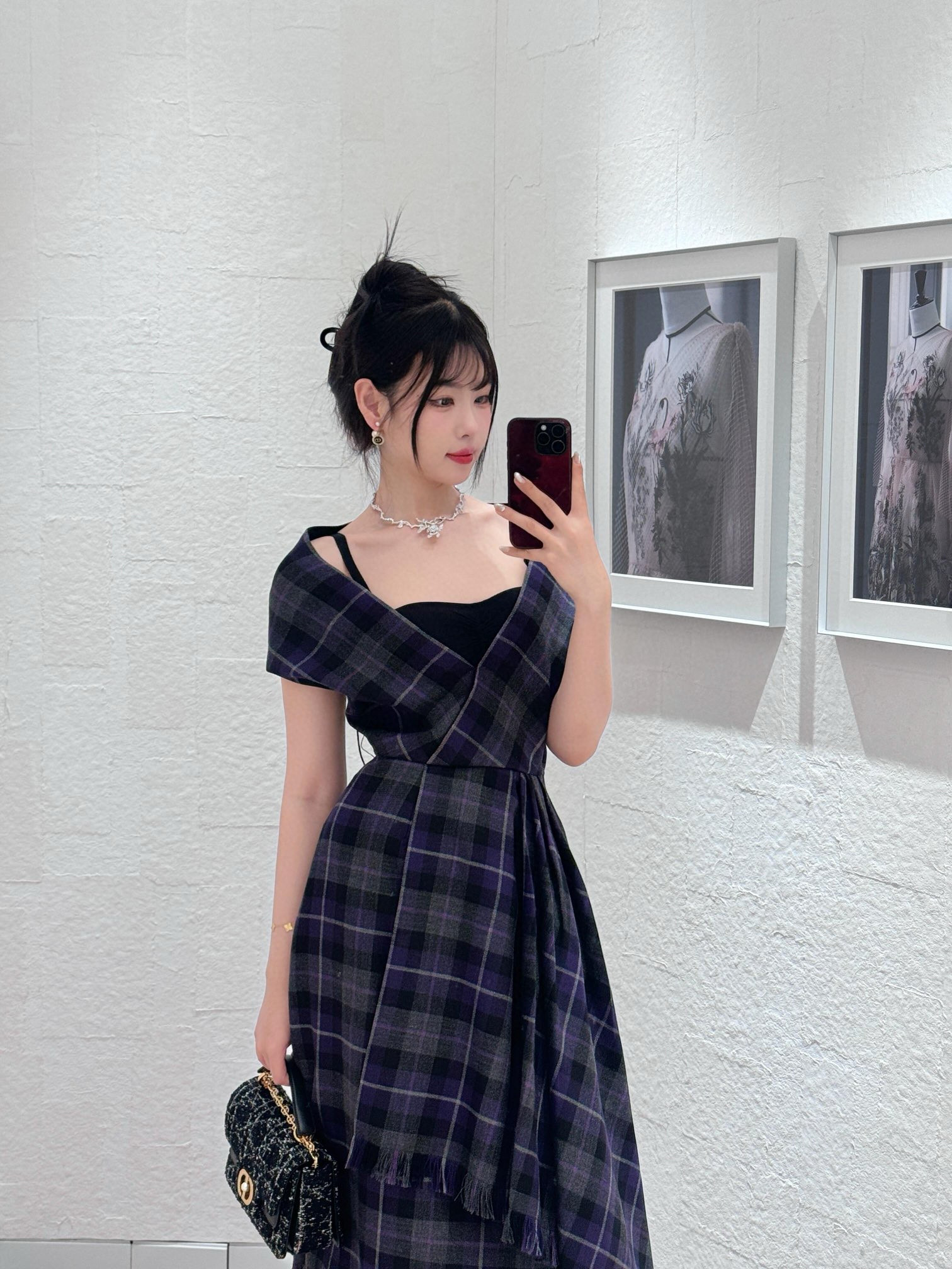 Dior 디올 Jolie 조리 시리즈 진주 체인 트위드 플랩 백 3