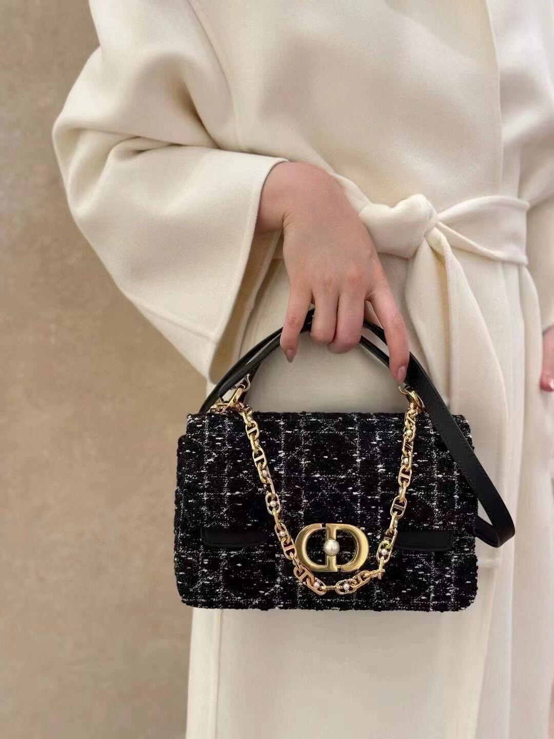 Dior 디올 Jolie 조리 시리즈 진주 체인 트위드 플랩 백 6