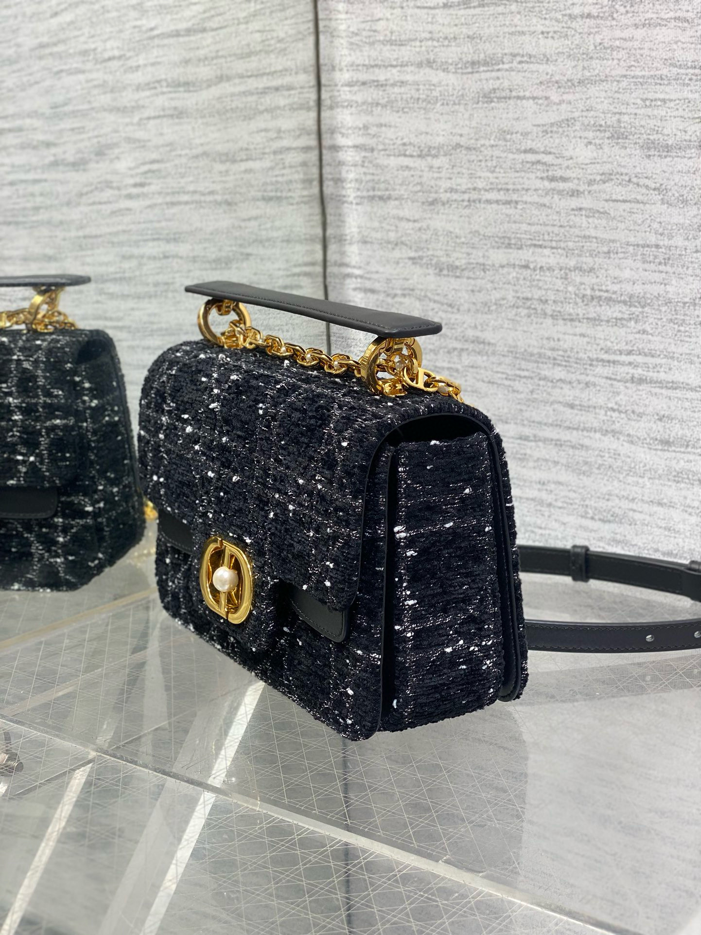 Dior 디올 Jolie 조리 시리즈 진주 체인 트위드 플랩 백 13