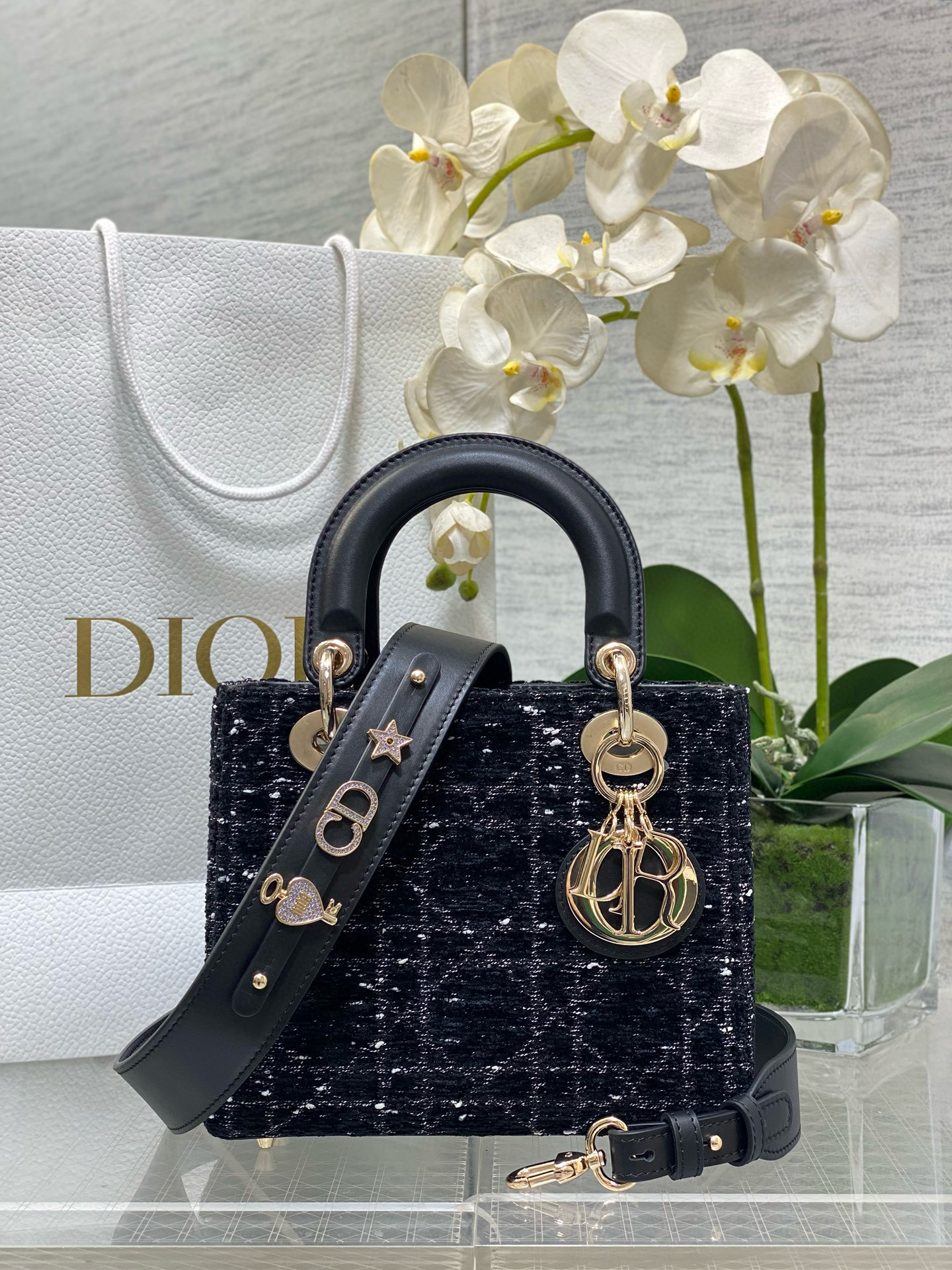 Dior 디올 Lady Dior My ABCDior 블랙 트위드 스몰 토트백 1