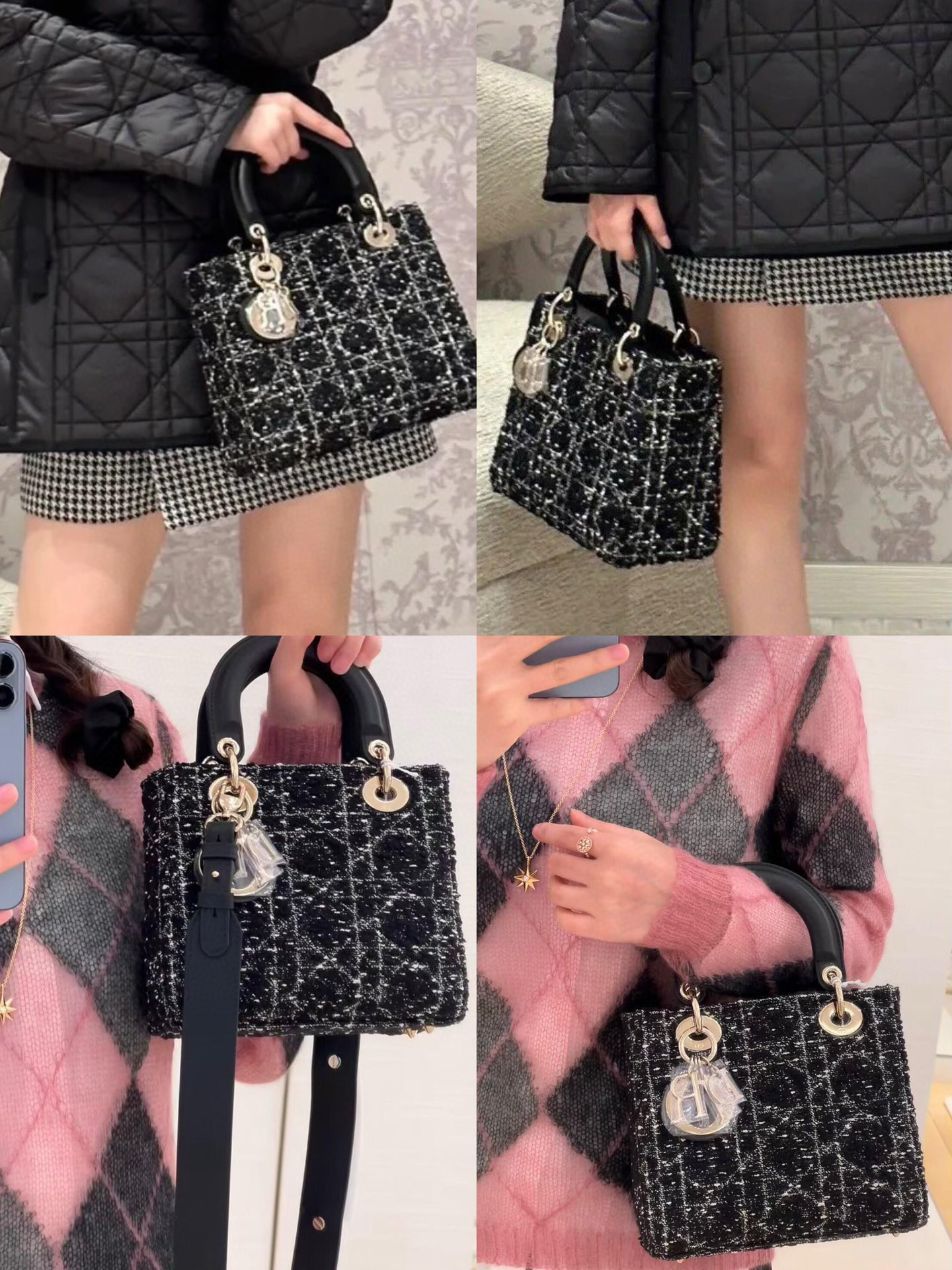 Dior 디올 Lady Dior My ABCDior 블랙 트위드 스몰 토트백 4