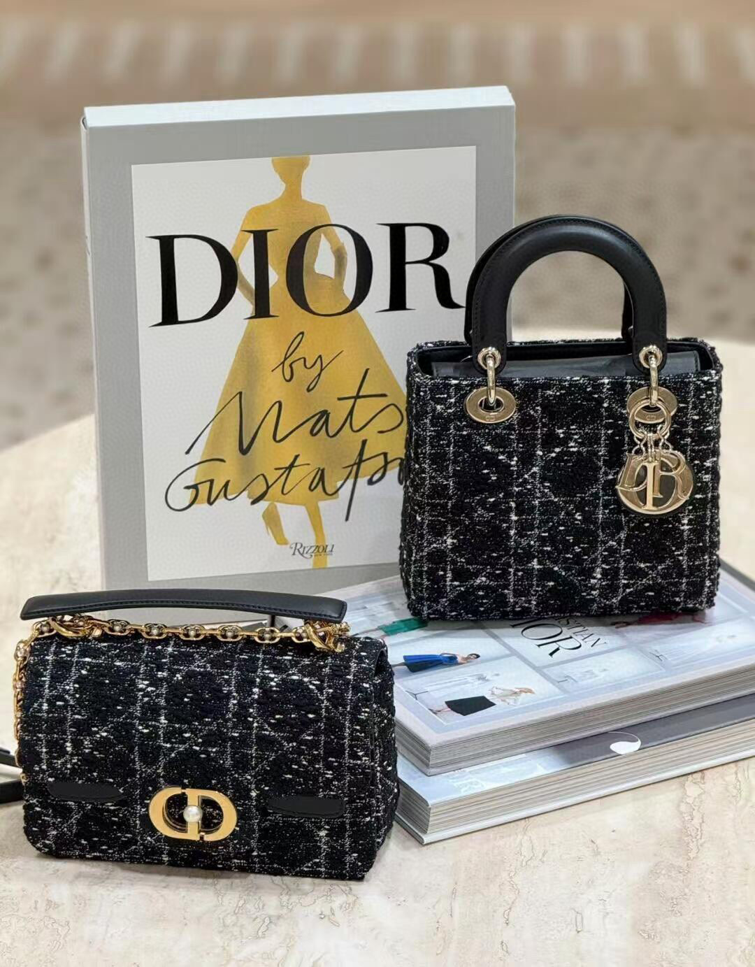 Dior 디올 Lady Dior My ABCDior 블랙 트위드 스몰 토트백 5