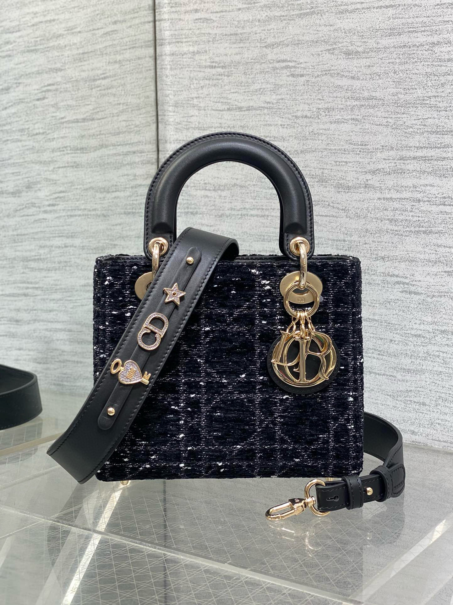 Dior 디올 Lady Dior My ABCDior 블랙 트위드 스몰 토트백 6