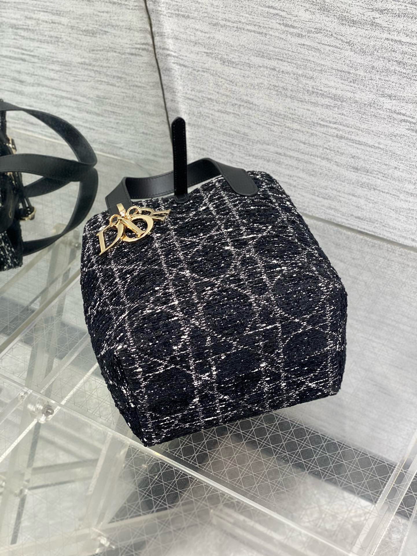 Dior 디올 Toujours 투쥬르 스몰 블랙 트위드 토트백 8