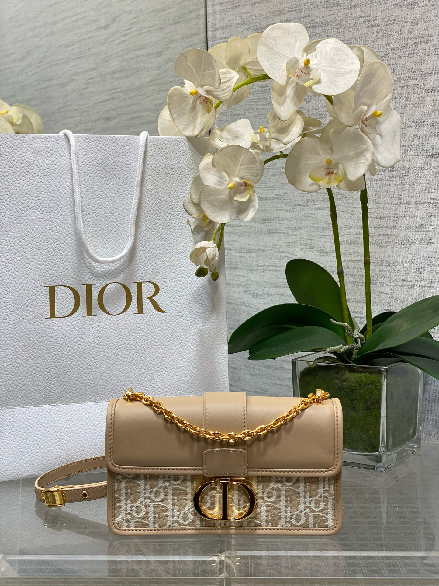 Dior 디올 Montaigne 몽테인 오블리크 베이지 체인 숄더백 1