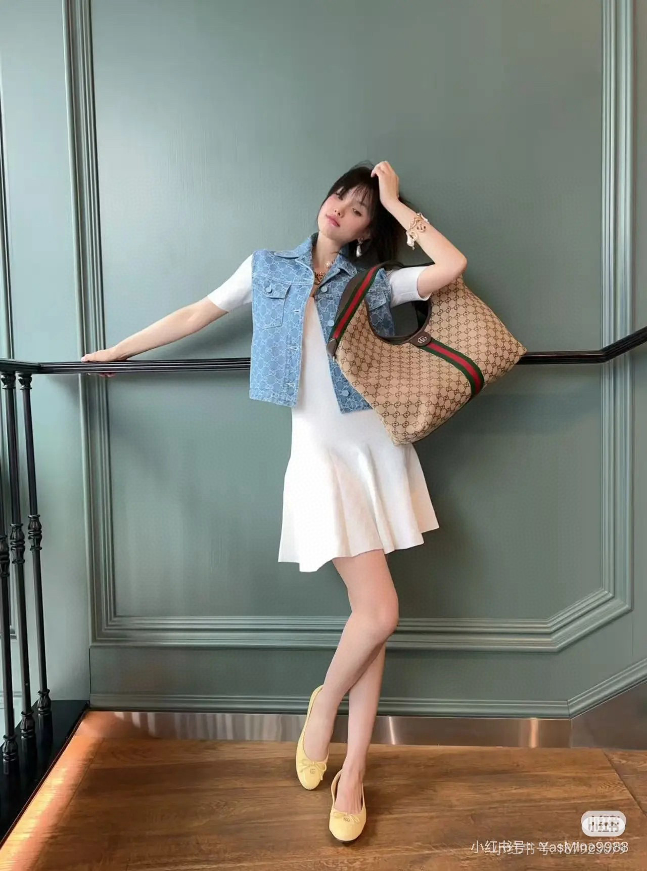 GUCCI 구찌 Giglio GG 패턴 캔버스 토트백 6