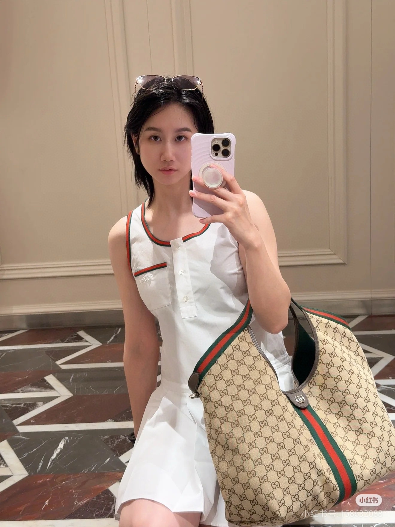 GUCCI 구찌 Giglio GG 패턴 캔버스 토트백 11