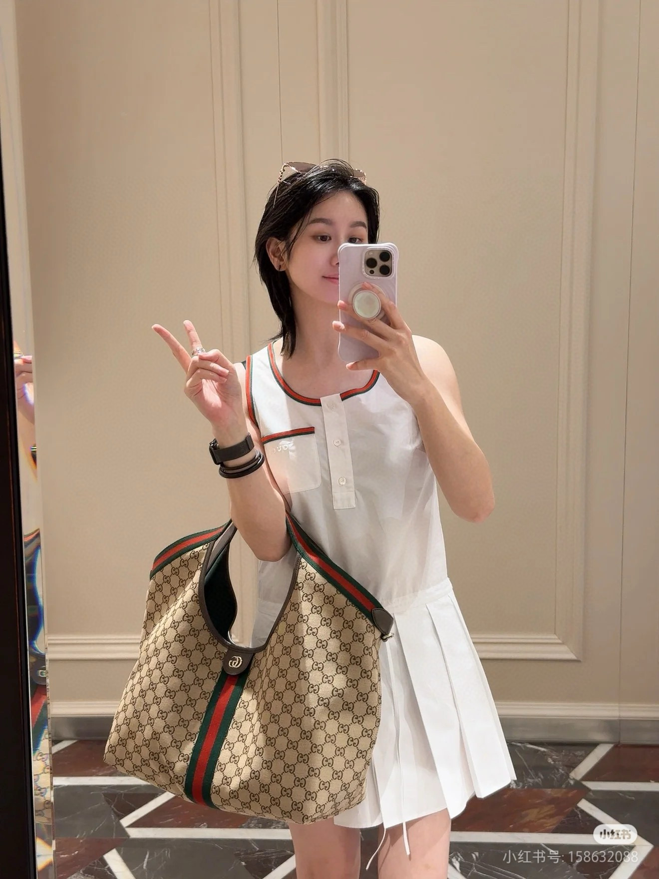 GUCCI 구찌 Giglio GG 패턴 캔버스 토트백 14