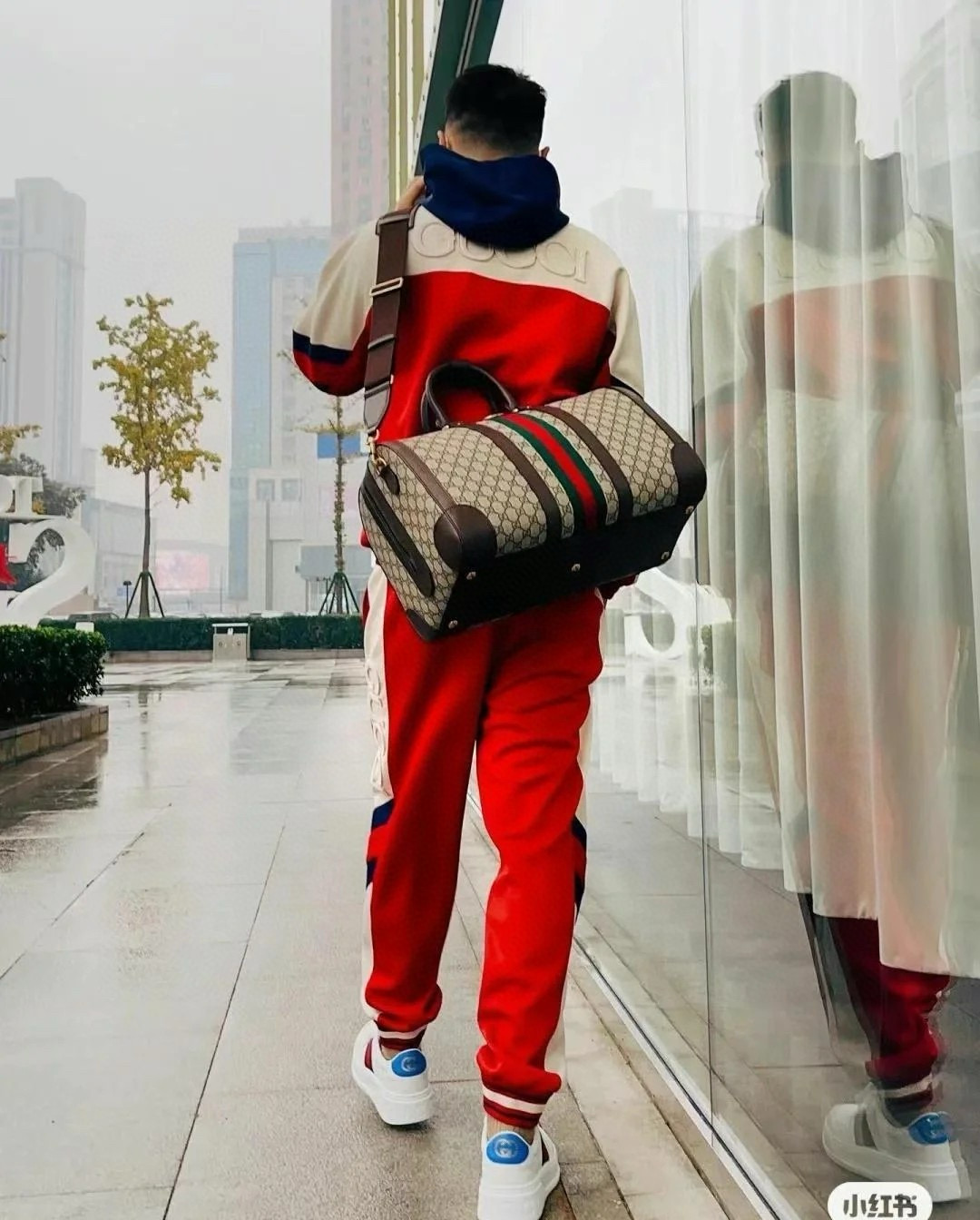 GUCCI 구찌 GG 수프림 웹 스트라이프 보스턴 여행가방 4