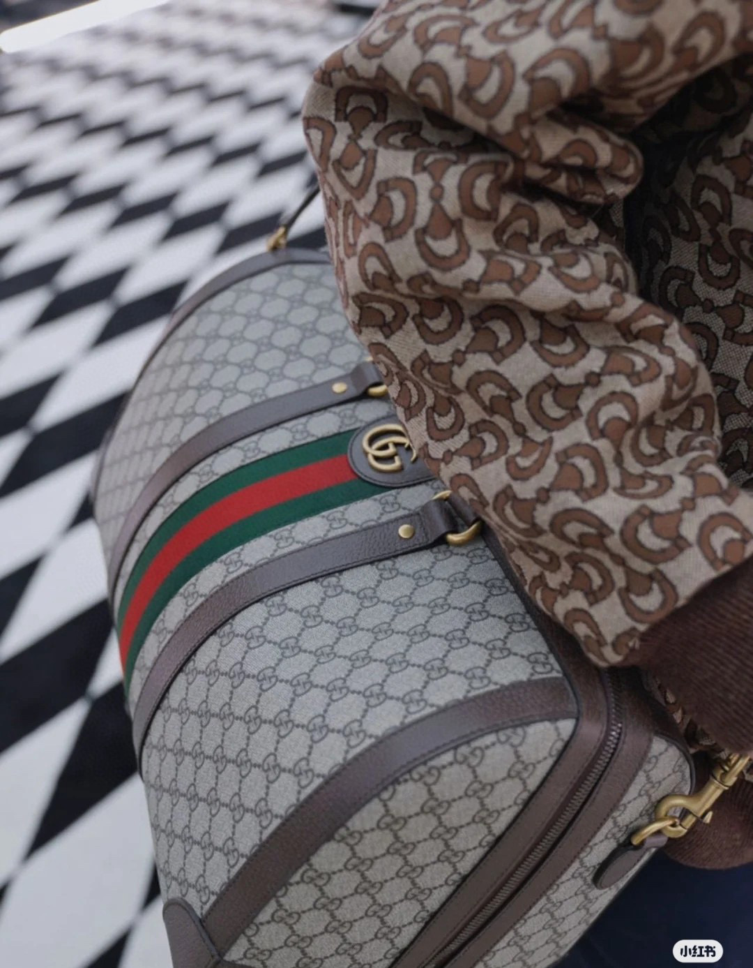 GUCCI 구찌 GG 수프림 웹 스트라이프 보스턴 여행가방 7