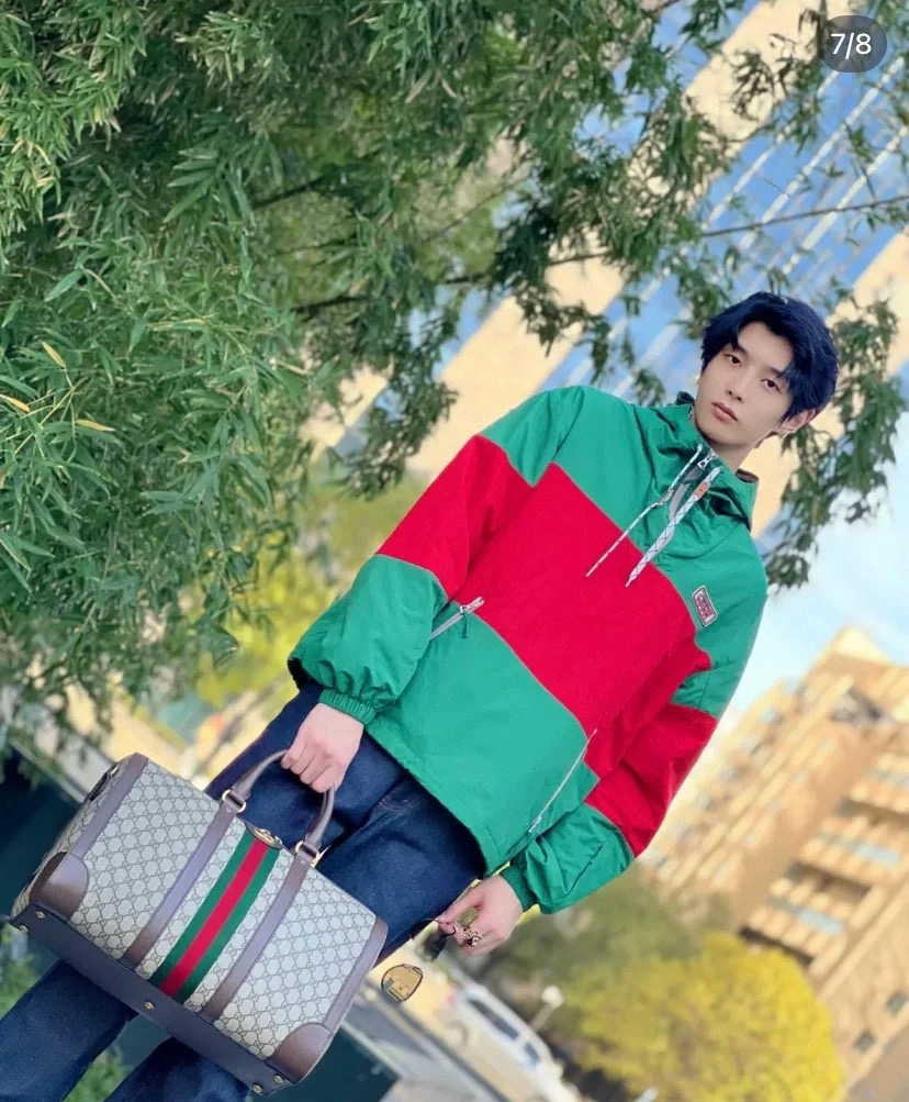 GUCCI 구찌 GG 수프림 웹 스트라이프 보스턴 여행가방 9