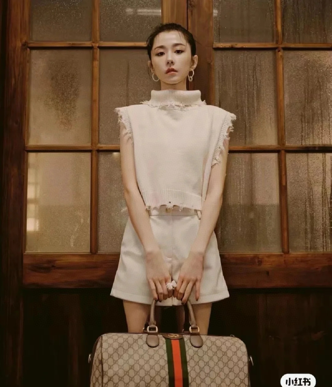 GUCCI 구찌 GG 수프림 웹 스트라이프 보스턴 여행가방 5