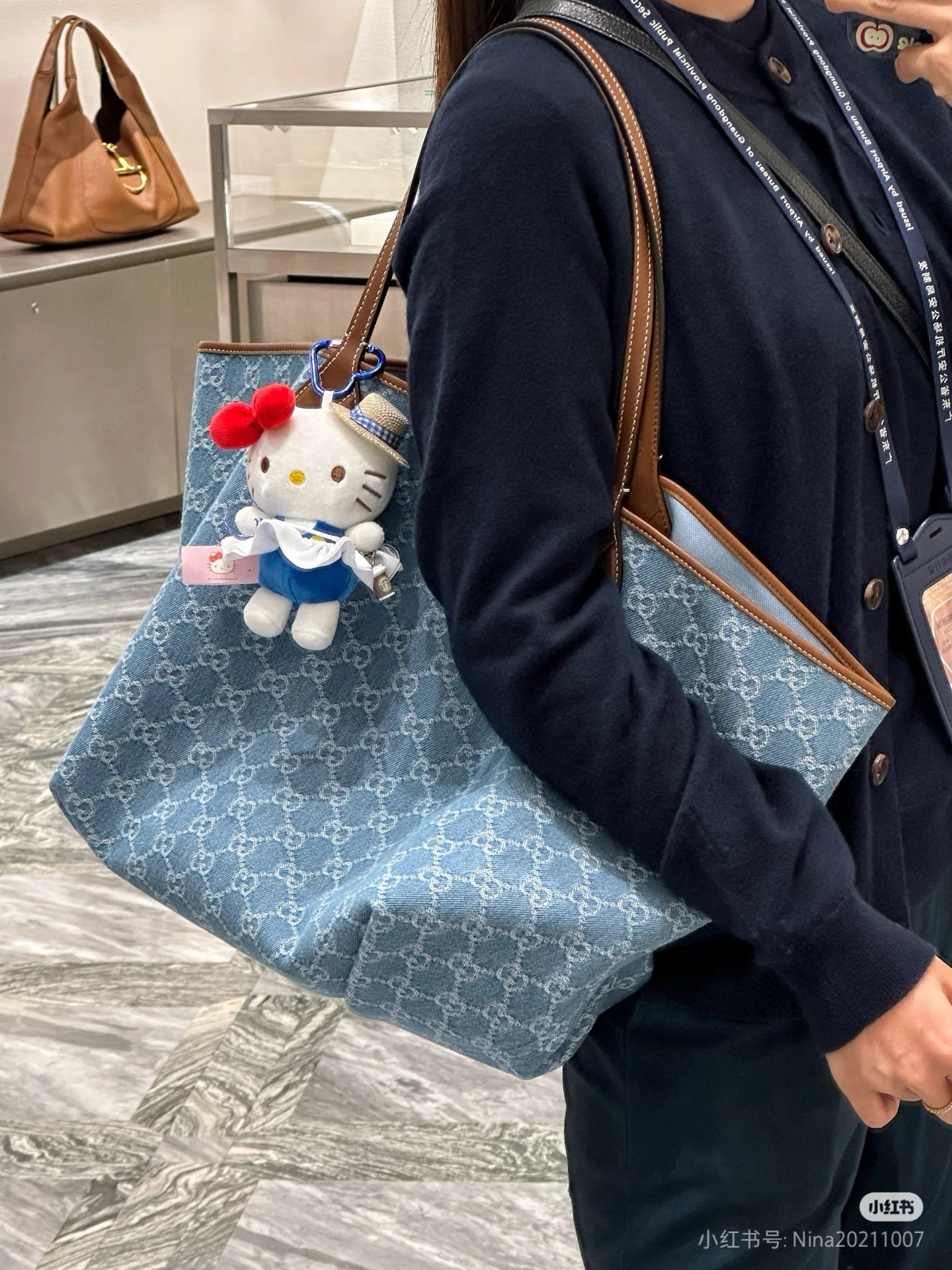 Gucci 구찌 Totissima 토티시마 GG 데님 라지 토트백 6