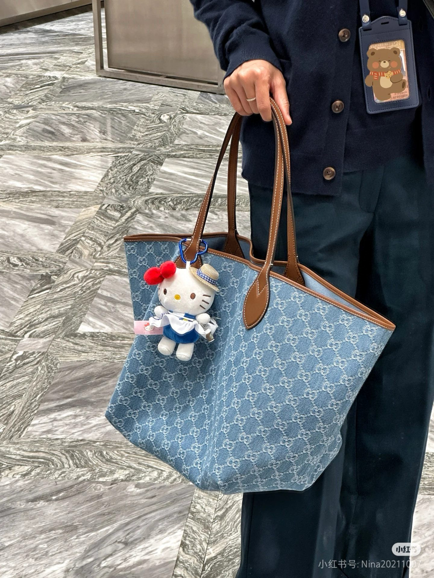 Gucci 구찌 Totissima 토티시마 GG 데님 라지 토트백 7