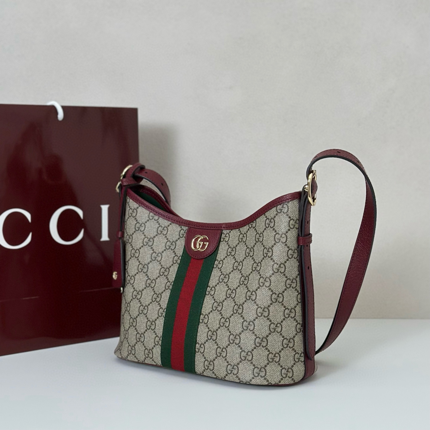 GUCCI 구찌 Ophidia 오피디아 GG 숄더백 와인레드 9