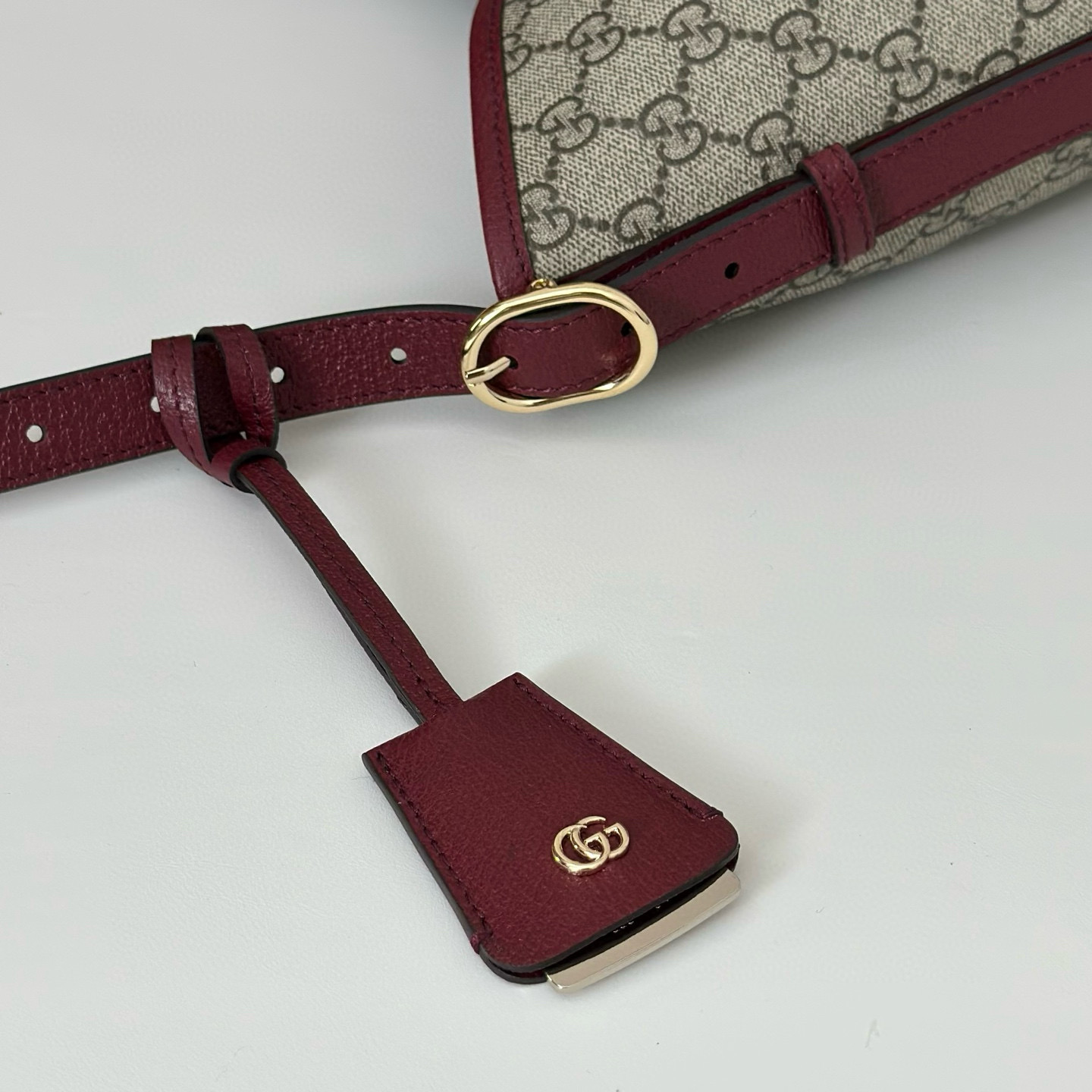 GUCCI 구찌 오피디아 GG 캔버스 버건디 숄더백 파우치 세트 6