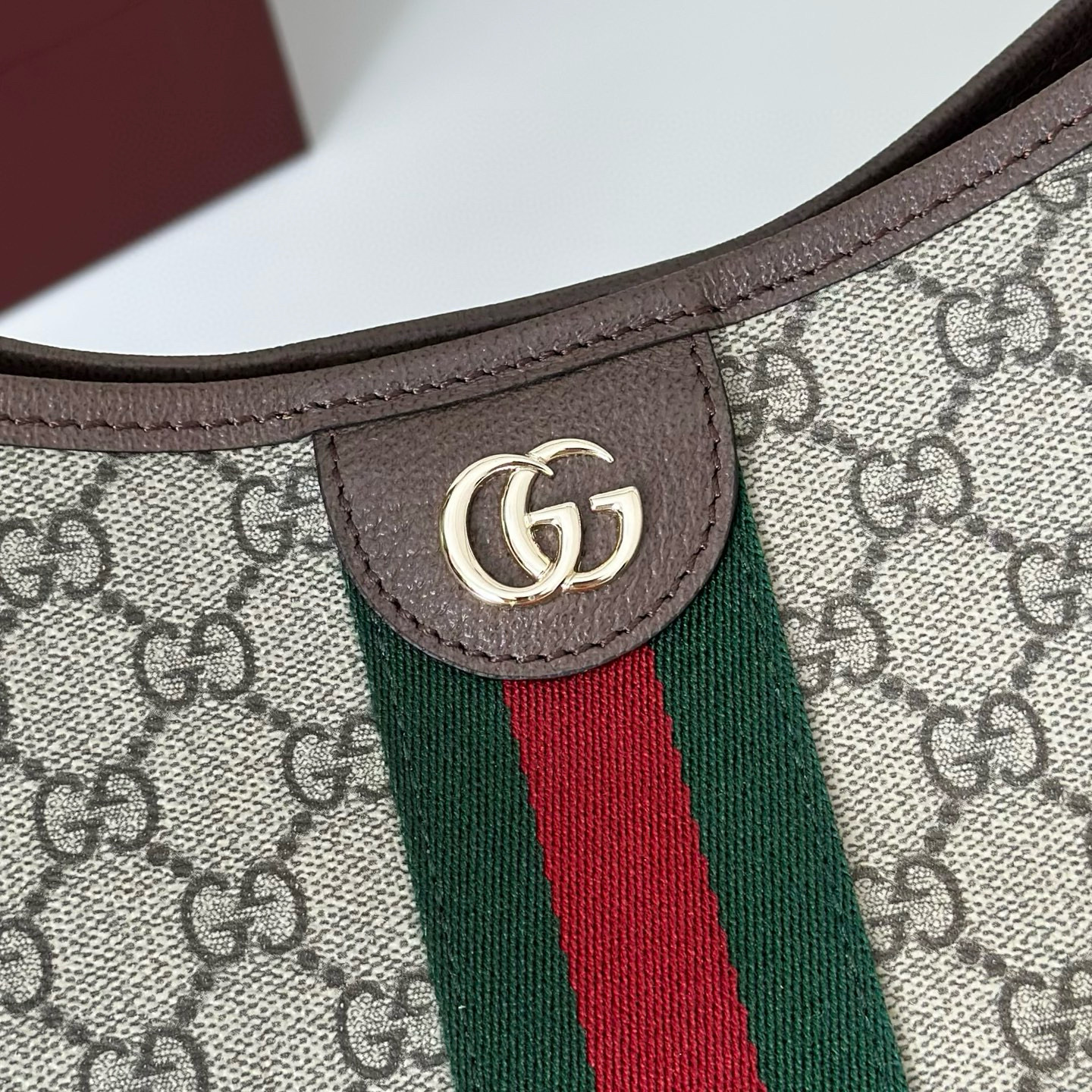 GUCCI 구찌 오피디아 GG 캔버스 버건디 숄더백 파우치 세트 12