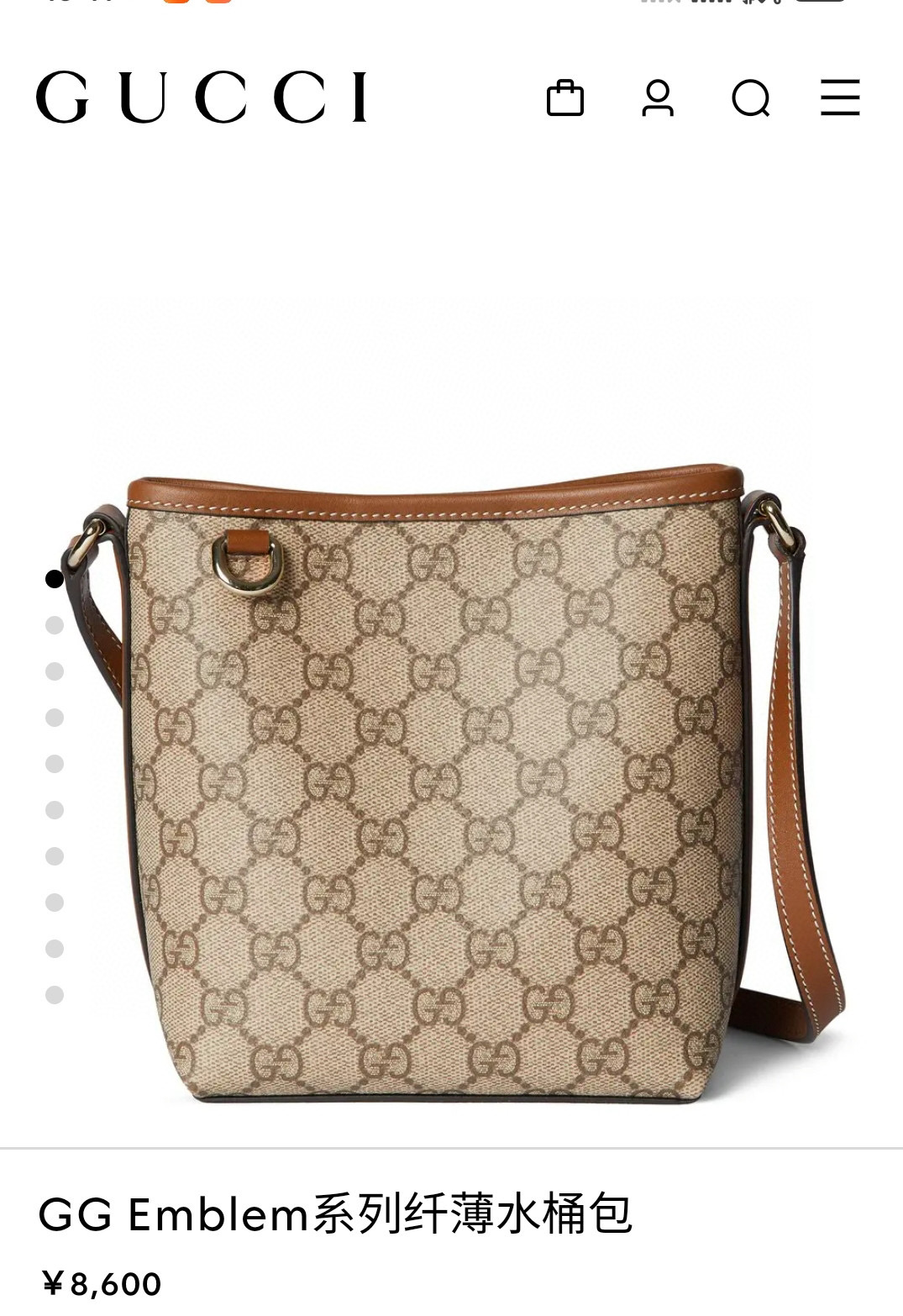 GUCCI 구찌 GG Emblem 시리즈 섬유 슬림 버킷백 1