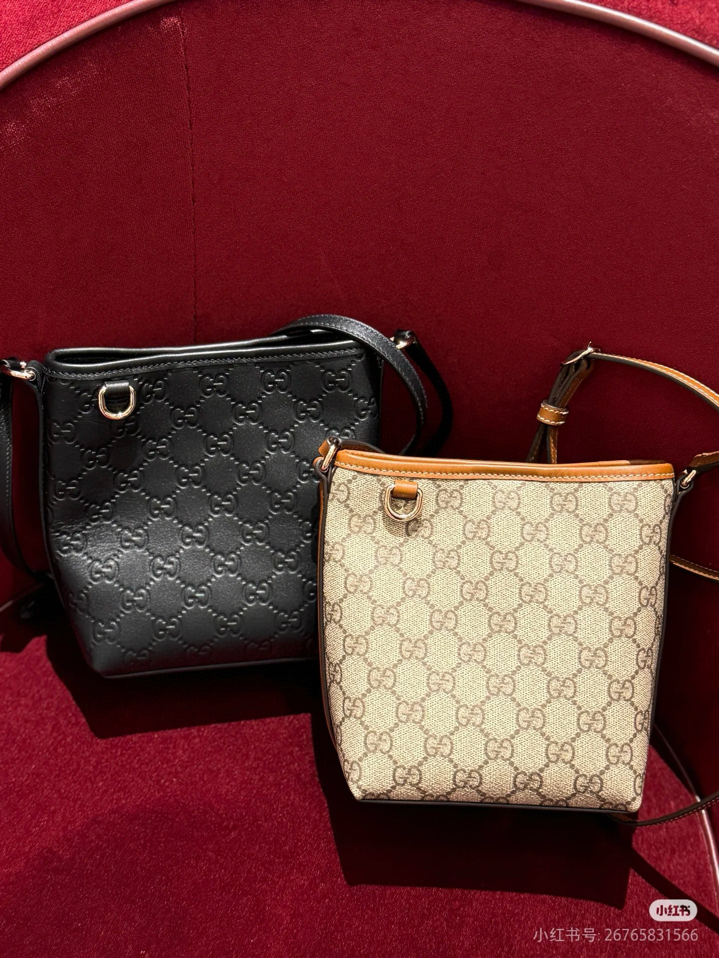 GUCCI 구찌 GG Emblem 시리즈 섬유 슬림 버킷백 7