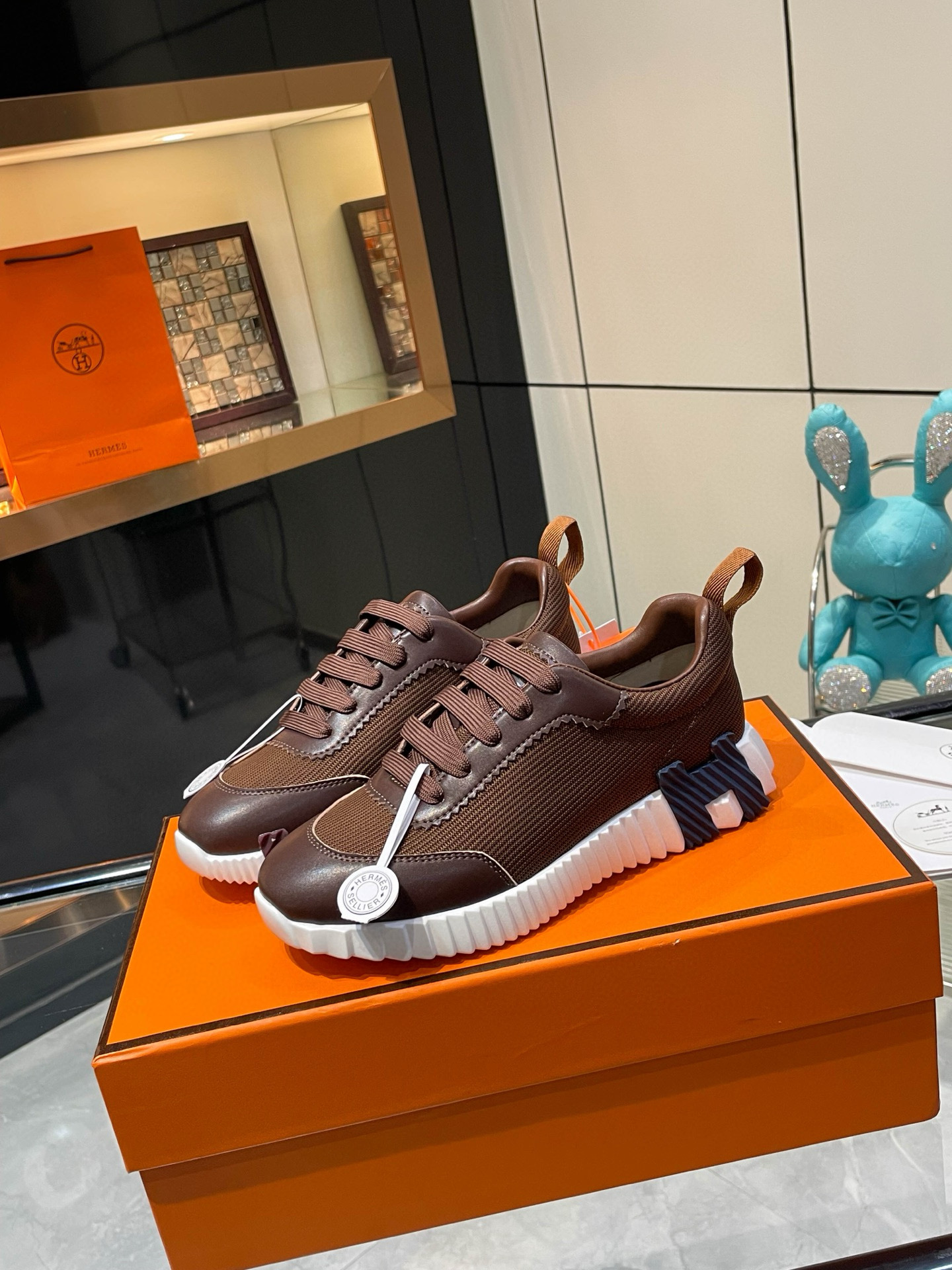 HERMES 에르메스 바운싱 핑크 스니커즈 7