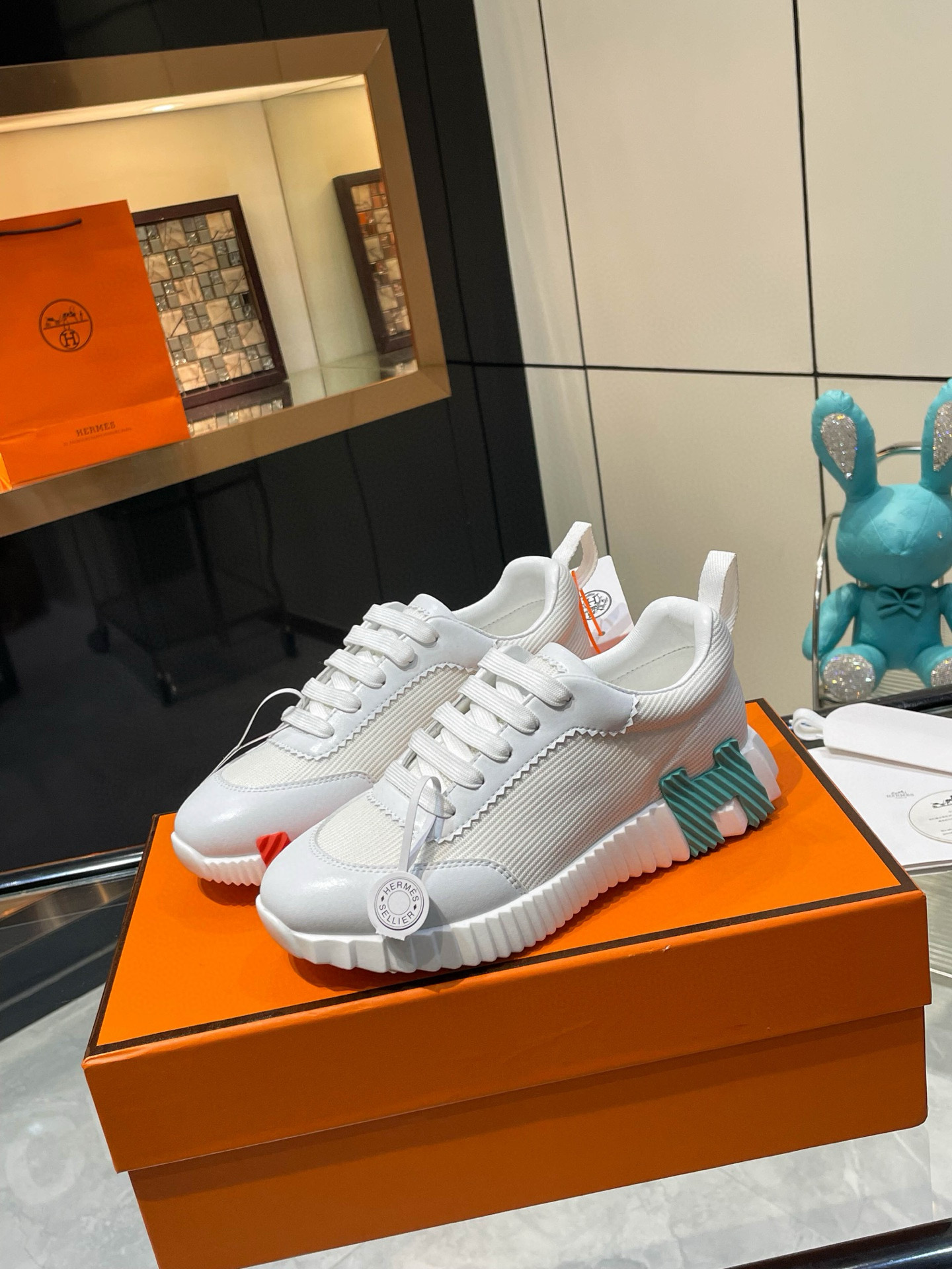 HERMES 에르메스 바운싱 핑크 스니커즈 7