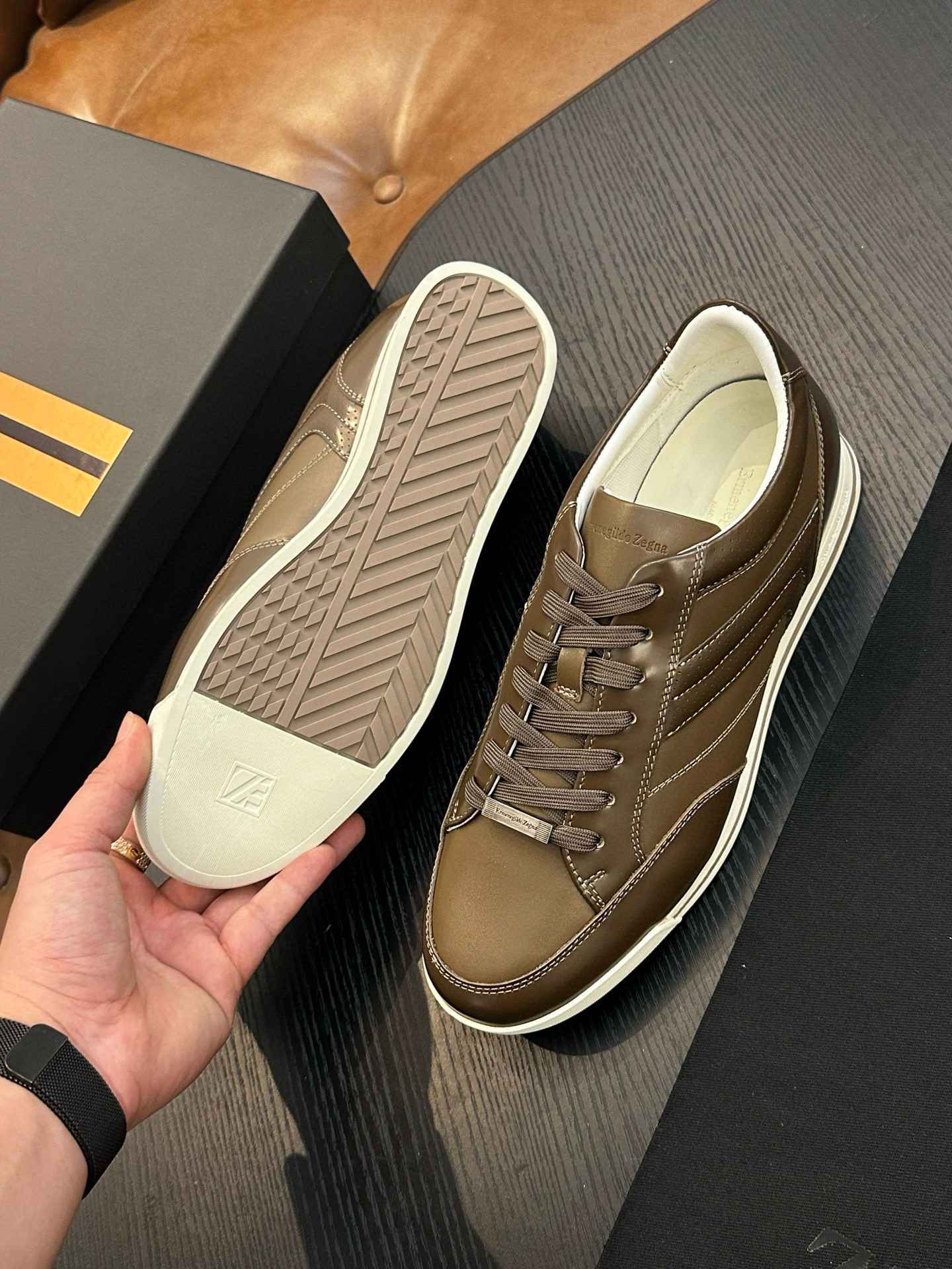 ZEGNA 제냐 남성 레더 스니커즈 9